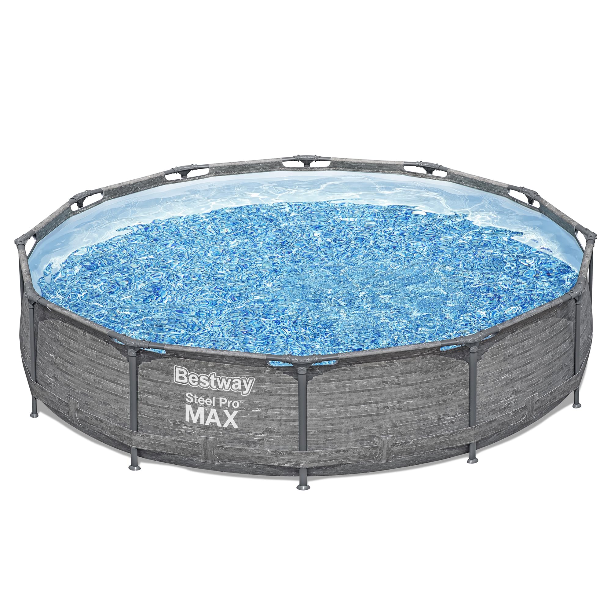 Bestway Steel Pro MAX 12' x 30" Above Ground Pool, Round Metal Frame Outdoor Swimming Pool Set with Filter Pump, Stacked Stone Print - Image 3