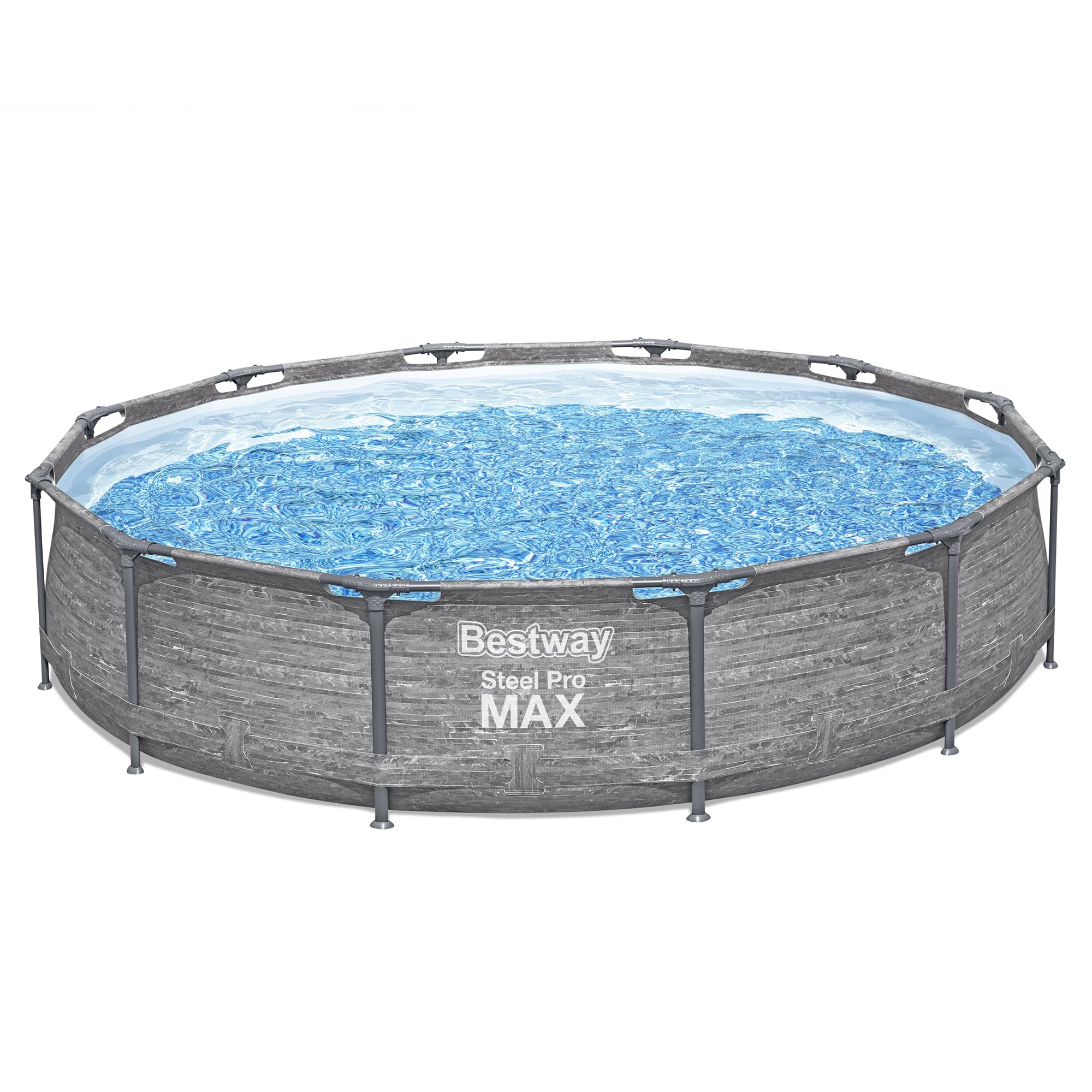 Bestway Steel Pro MAX 12' x 30" Above Ground Pool, Round Metal Frame Outdoor Swimming Pool Set with Filter Pump, Stacked Stone Print - Image 4