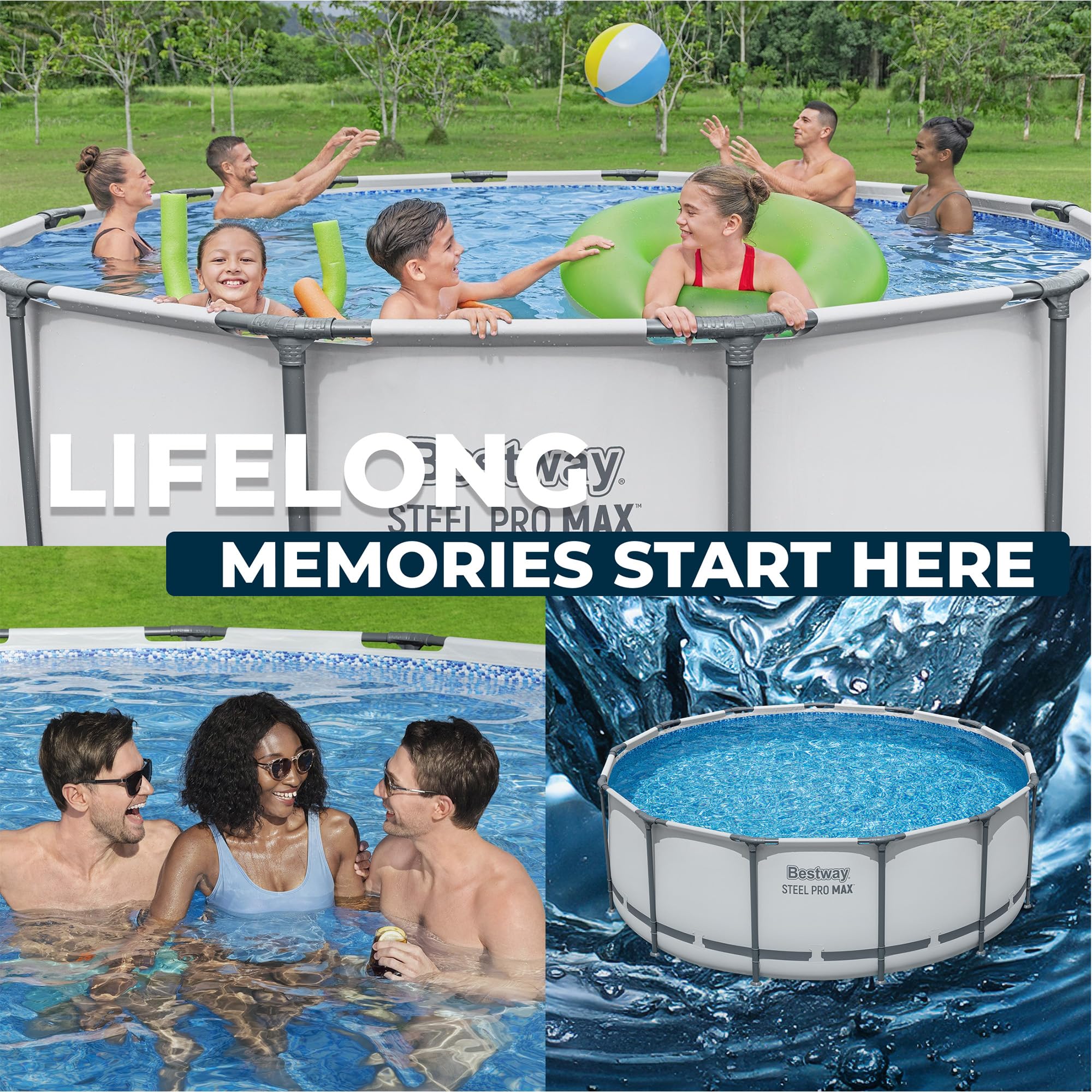 Bestway Steel Pro MAX 13' x 48" Above Ground Pool, Round Metal Frame Outdoor Swimming Pool Set with Filter Pump, Ladder, and Cover, Gray - Image 4