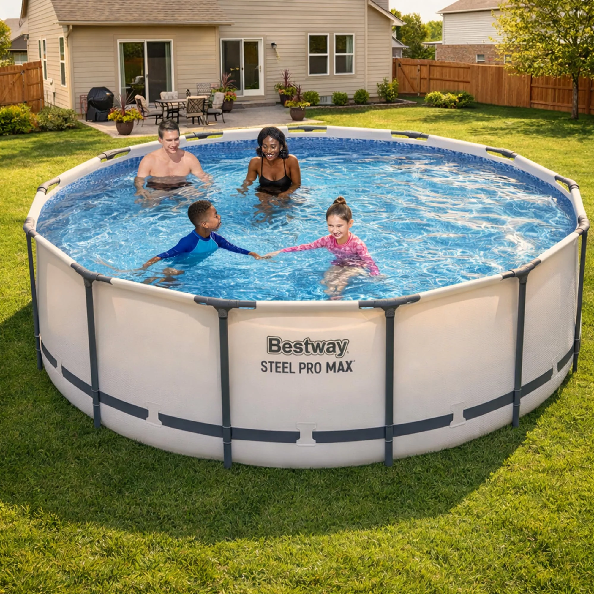 Bestway Steel Pro MAX 13' x 48" Above Ground Pool, Round Metal Frame Outdoor Swimming Pool Set with Filter Pump, Ladder, and Cover, Gray - Image 9