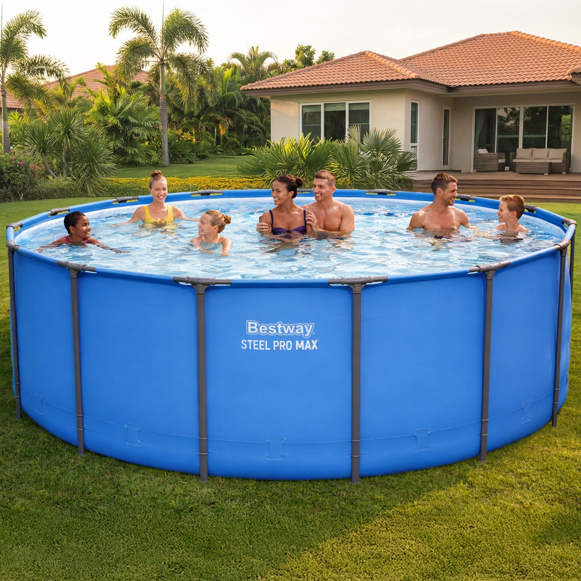 Bestway Steel Pro MAX 15’ x 48" Above Ground Pool, Round Metal Frame Outdoor Swimming Pool for Backyard, Blue, Pool ONLY - Image 9