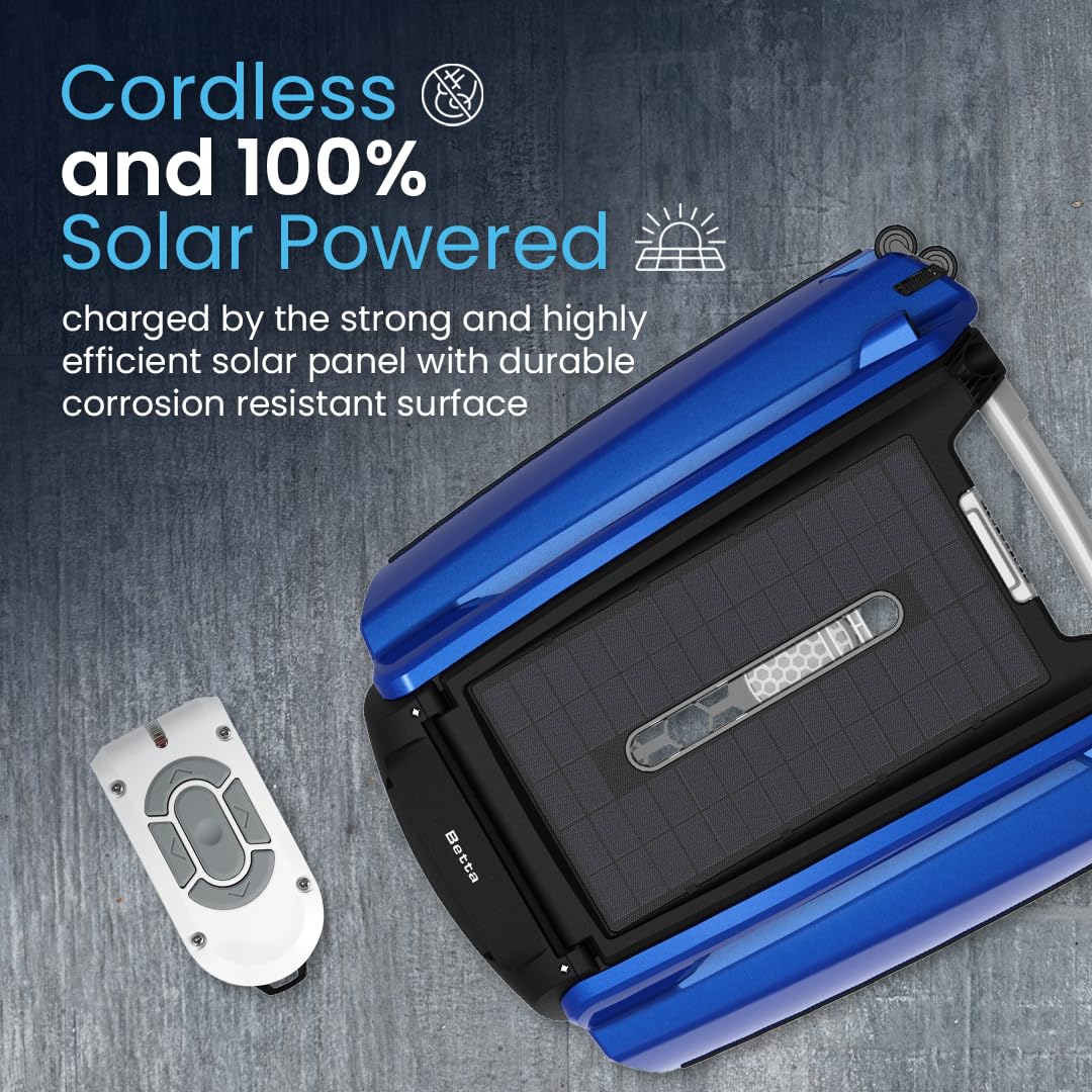 Betta SE Solar Powered Automatic Robotic Pool Surface Skimmer Cleaner with 24/7 Continuous Cleaning Battery Power and Re-Engineered Twin Salt Chlorine Tolerant Motors (Blue) - Image 6