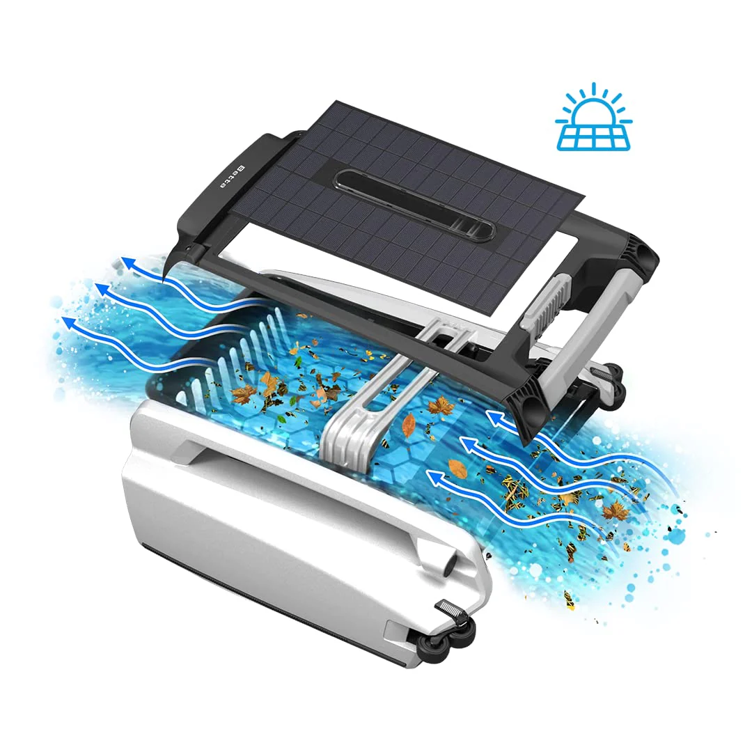 Betta SE Solar Powered Automatic Robotic Pool Surface Skimmer Cleaner with 24/7 Continuous Cleaning Battery Power and Re-Engineered Twin Salt Chlorine Tolerant Motors (White) - Image 3