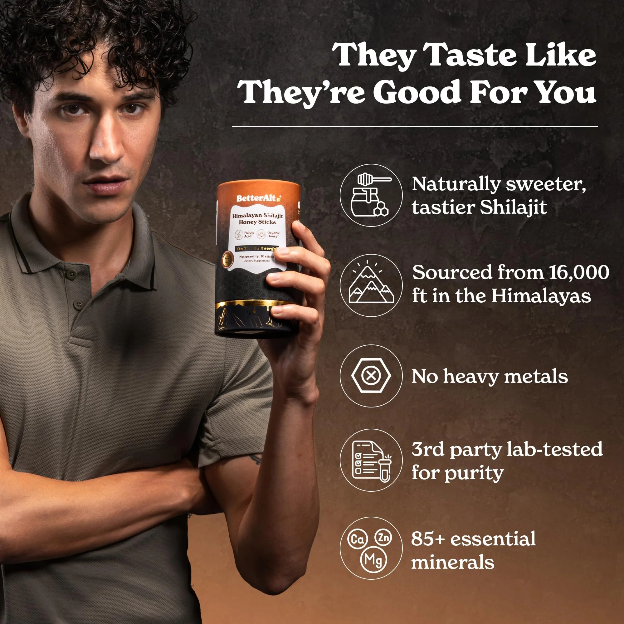 Better Alt Pure Himalayan Shilajit Caramel Honey Sticks with Organic Honey| Easy to Consume Shilajit| 30 Sticks for Energy Boost & Immune Support, 85+ Trace Minerals, 75%+ Fulvic Acid - Image 4