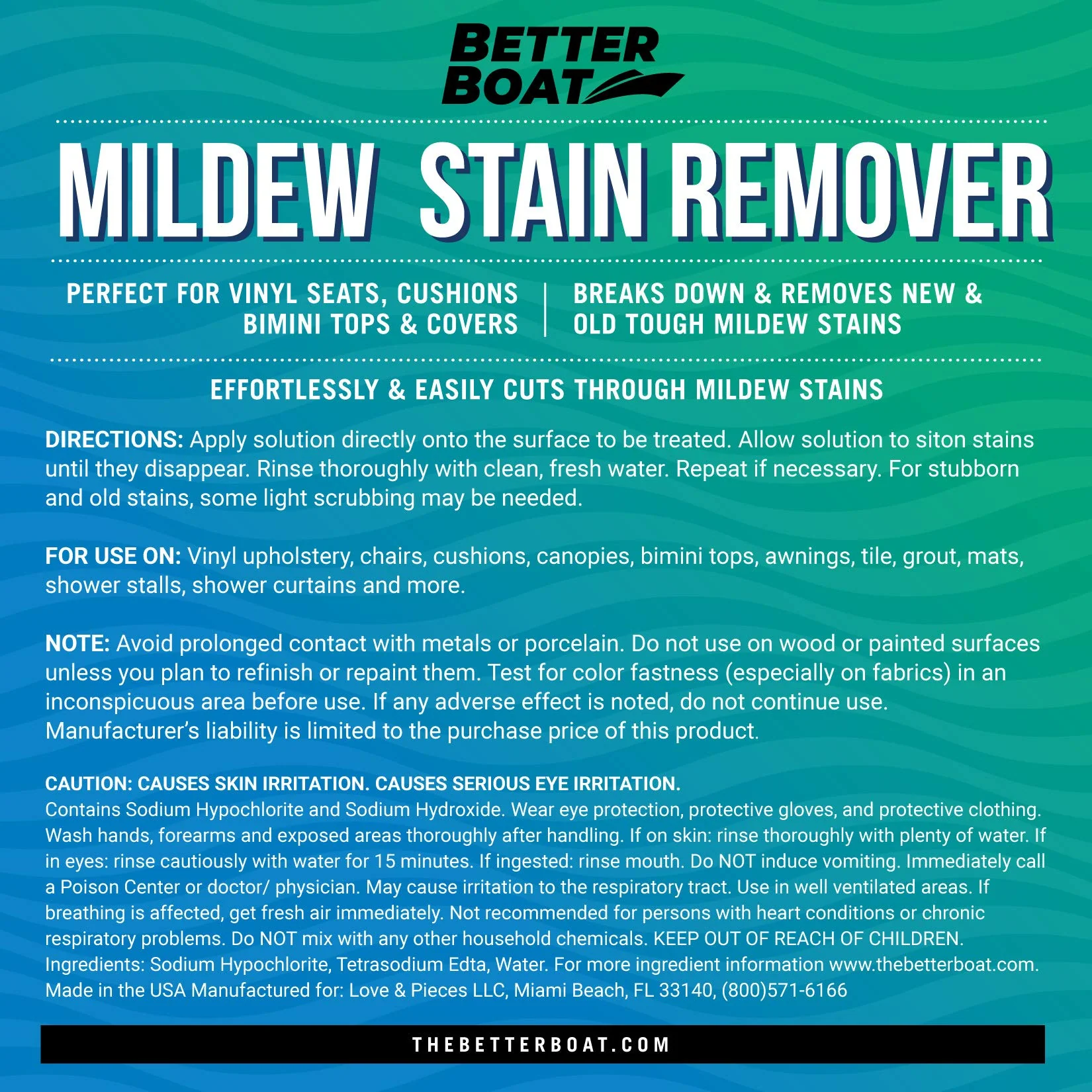 Better Boat Mold and Mildew Stain Remover 1 Gallon for Fabric Vinyl Tile Grout, Removes Mold Stains on Boat Seats Bathroom Shower Patio Furniture Carpet Canvas - Image 2