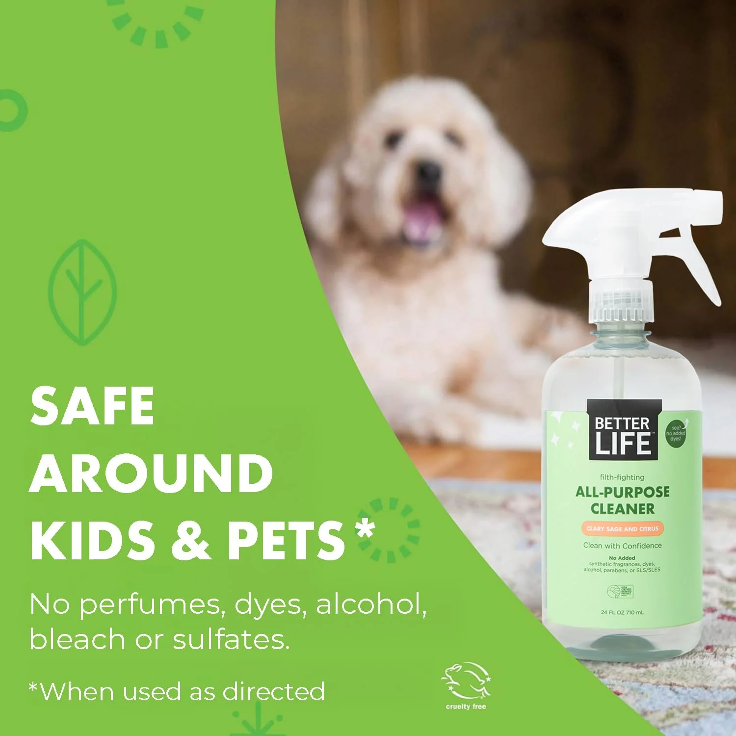 Better Life All Purpose Cleaner - Multipurpose Home and Kitchen Cleaning Spray for Glass, Countertops, Appliances, Upholstery & More - Multi-surface Spray Cleaner - 24oz (Pack of 2) Clary Sage/Citrus - Image 6