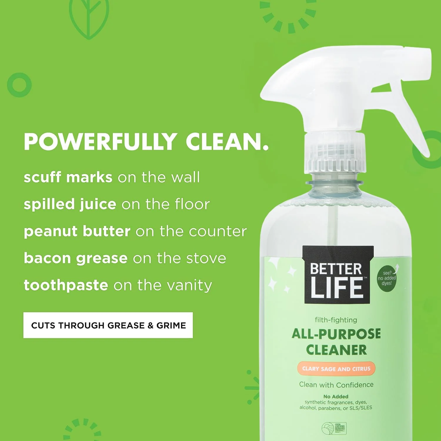 Better Life All Purpose Cleaner - Multipurpose Home and Kitchen Cleaning Spray for Glass, Countertops, Appliances, Upholstery & More - Multi-surface Spray Cleaner - 24oz (Pack of 2) Clary Sage/Citrus - Image 8