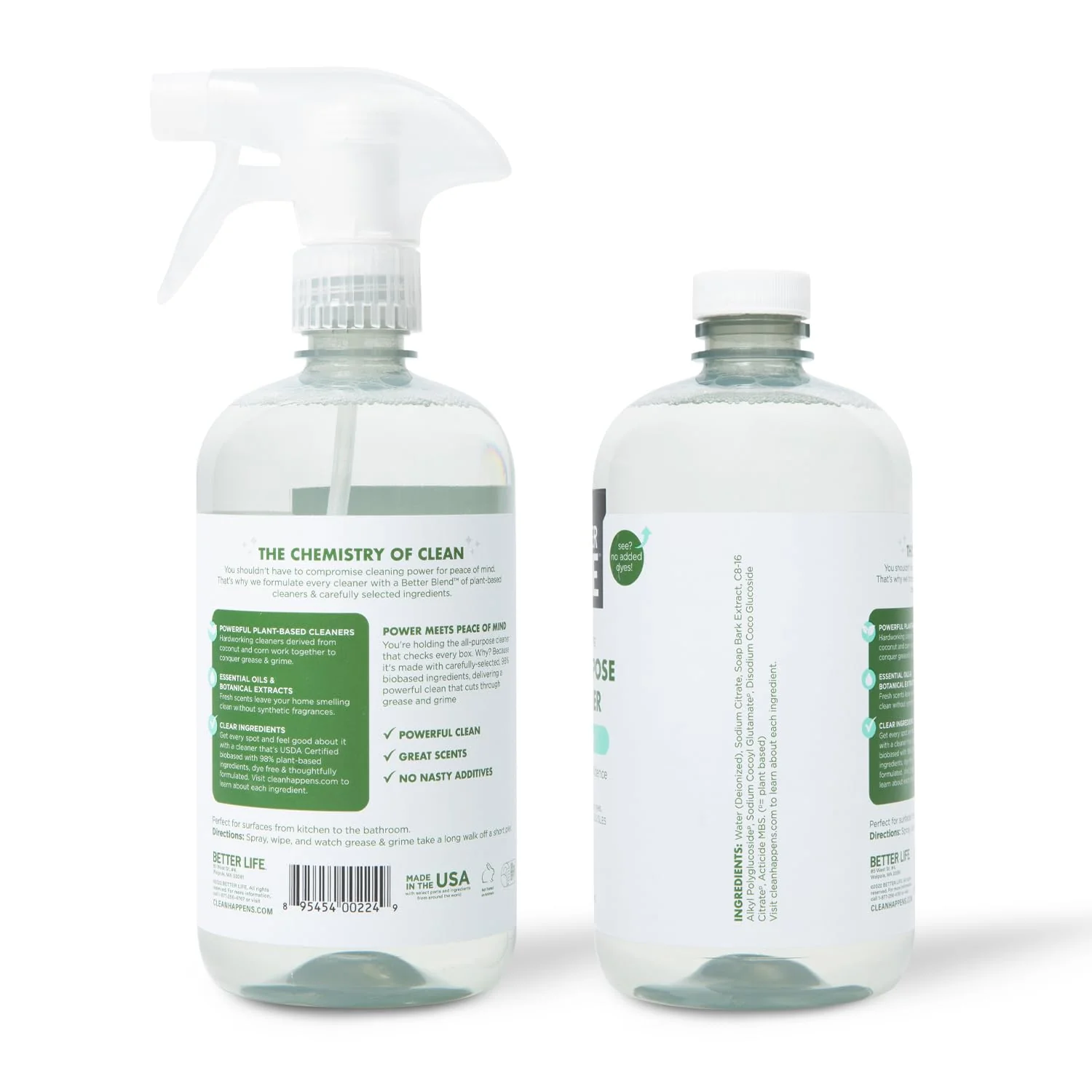 Better Life All Purpose Cleaner - Multipurpose Home and Kitchen Cleaning Spray for Glass, Countertops, Appliances, Upholstery & More - Multi-surface Spray Cleaner - 24oz (Pack of 2) Unscented - Image 3