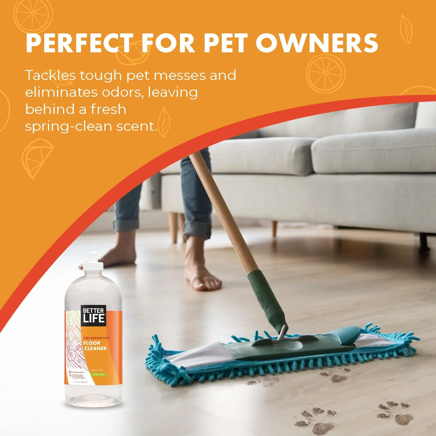 Better Life Floor Cleaner - Liquid Multipurpose Cleaner for Wood, Tile, Laminate, Vinyl, Bamboo - Hardwood Floor Cleaner for Mopping - Citrus Mint, 32 Fl Oz (Pack of 2) - Image 4
