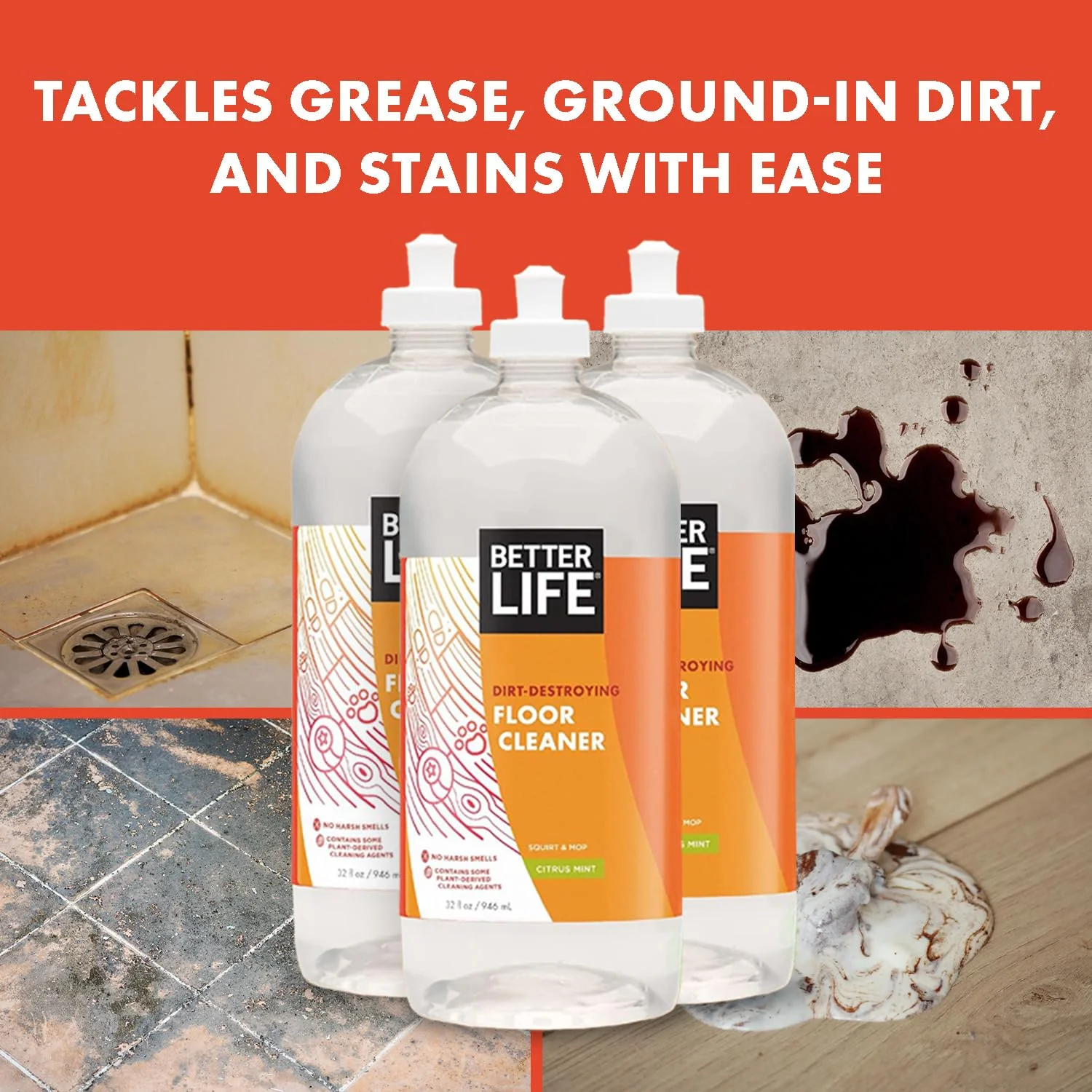 Better Life Floor Cleaner - Liquid Multipurpose Cleaner for Wood, Tile, Laminate, Vinyl, Bamboo - Hardwood Floor Cleaner for Mopping - Citrus Mint, 32 Fl Oz (Pack of 2) - Image 5