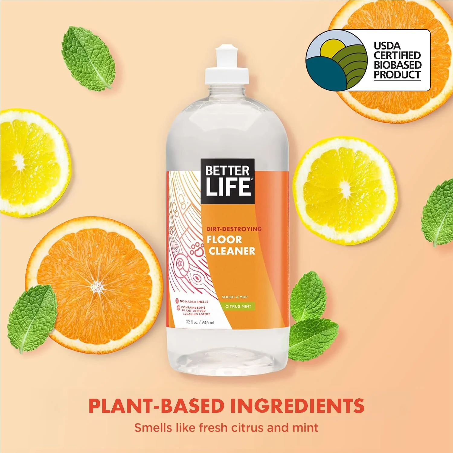 Better Life Floor Cleaner - Liquid Multipurpose Cleaner for Wood, Tile, Laminate, Vinyl, Bamboo - Hardwood Floor Cleaner for Mopping - Citrus Mint, 32 Fl Oz (Pack of 2) - Image 9