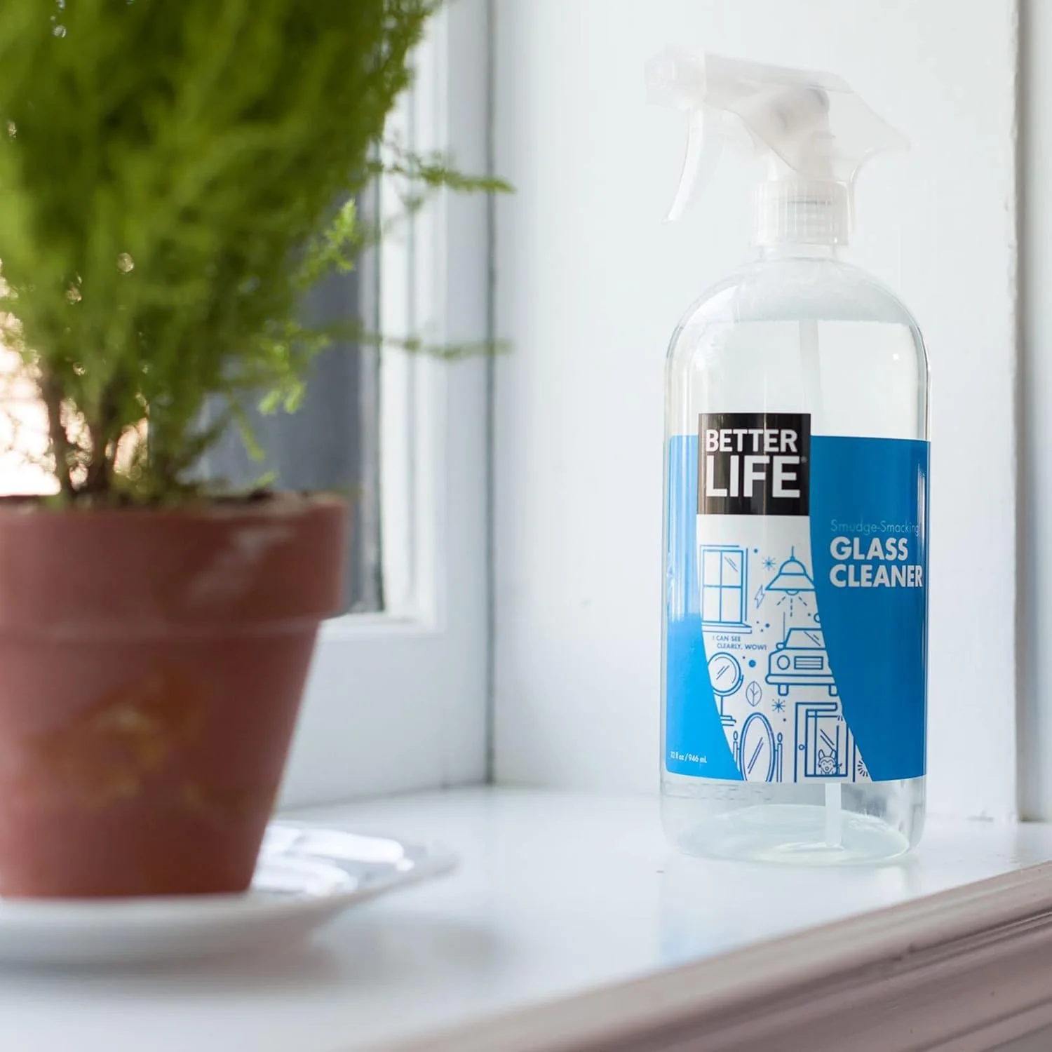 Better Life Glass Cleaner, Streak-free Window Cleaner, Surface Cleaning Spray, Mirror, Screen and Shower Door Cleaner, Removes Fingerprints, Dust, Dirt, Unscented, 32 Oz, Pack of 2 - Image 4