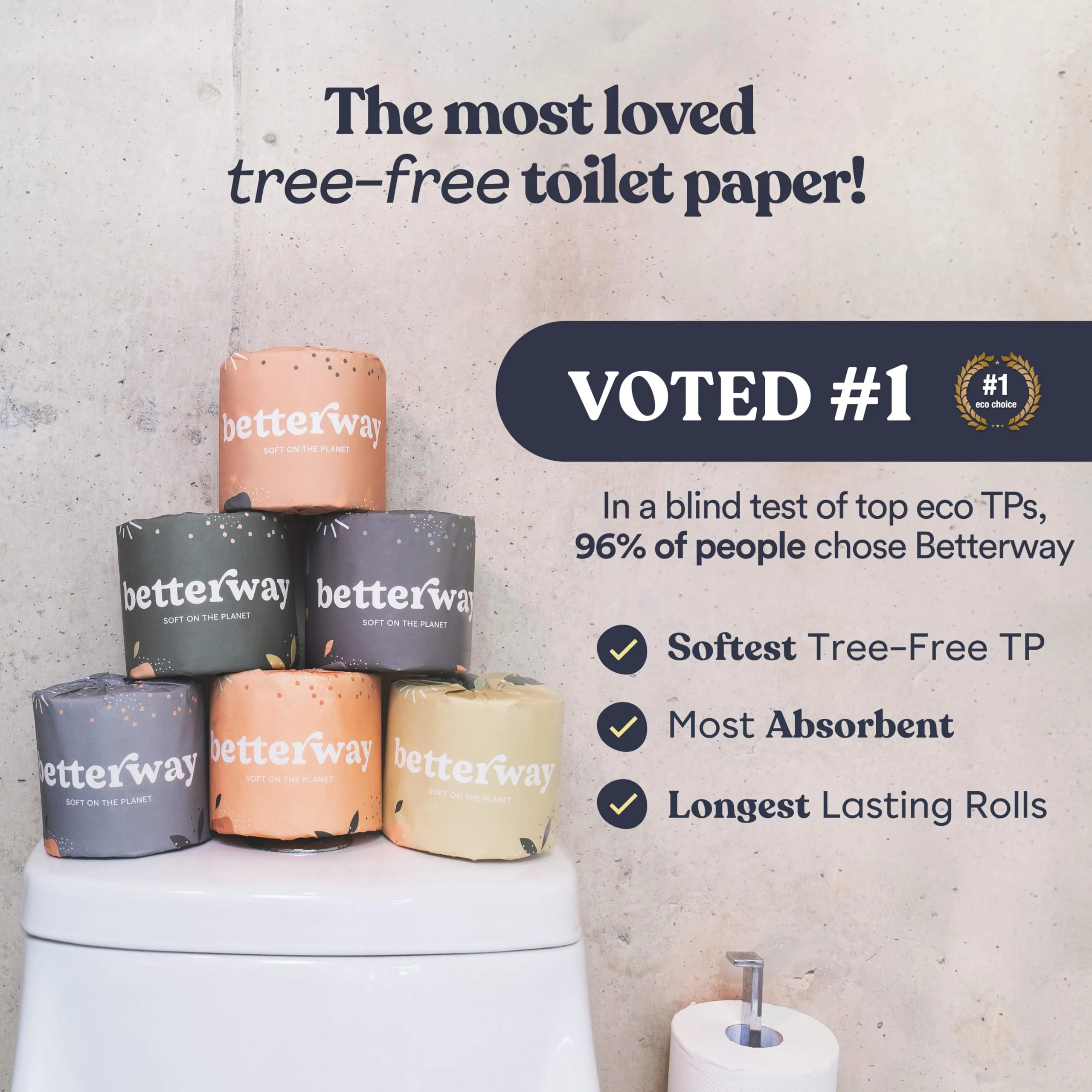 Betterway Bamboo Toilet Paper 3 Ply - Sustainable Toilet Tissue - 12 Long-Lasting Rolls & 360 Sheets Per Roll - Septic Safe - Organic, Plastic & PFAS Free - FSC Certified - Image 9