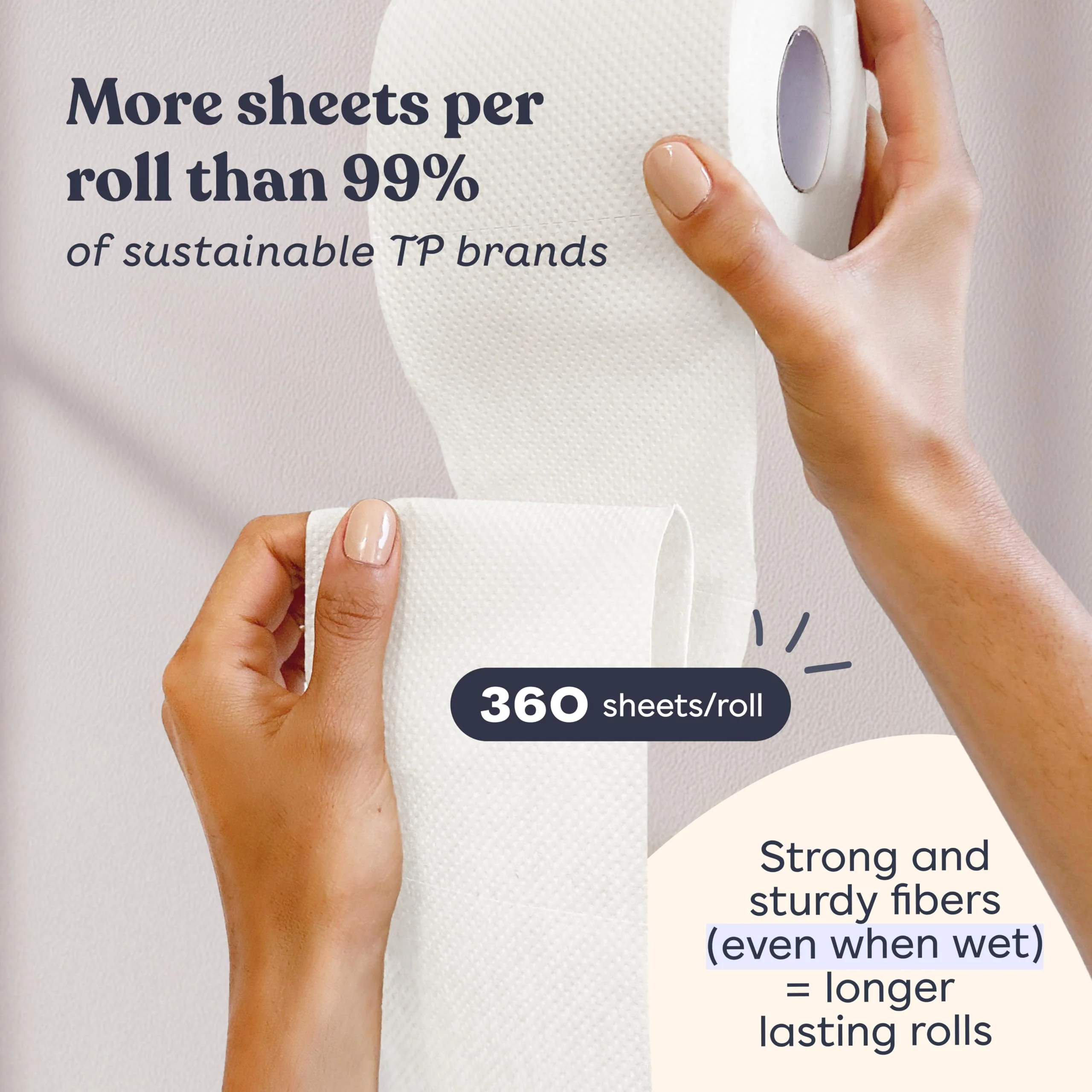 Betterway Bamboo Toilet Paper 3 Ply - Sustainable Toilet Tissue - 24 Long-Lasting Rolls & 360 Sheets Per Roll - Septic Safe - Organic, Plastic & PFAS Free - FSC Certified - Image 4