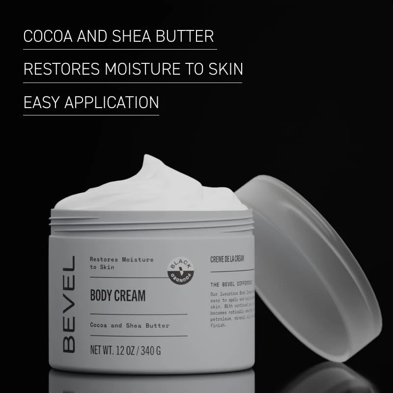 Bevel Body Cream, Luxury Body Lotion for Men, Dermatologist Tested & Hypoallergenic Moisturizer, Men's Lotion for Dry Skin, Cocoa & Shea Butter, Paraben Free, Petroleum Free, Supreme Oak Scent, 12 oz - Image 4