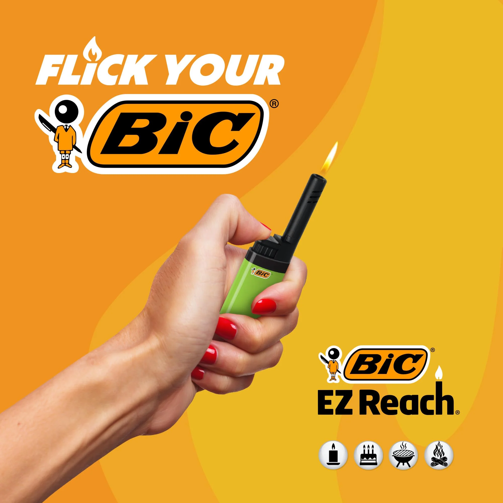 BIC EZ Reach Lighters, Long Metal Wand Candle Lighter, Home Décor Collection, 6-Pack (Designs May Vary) - Image 2