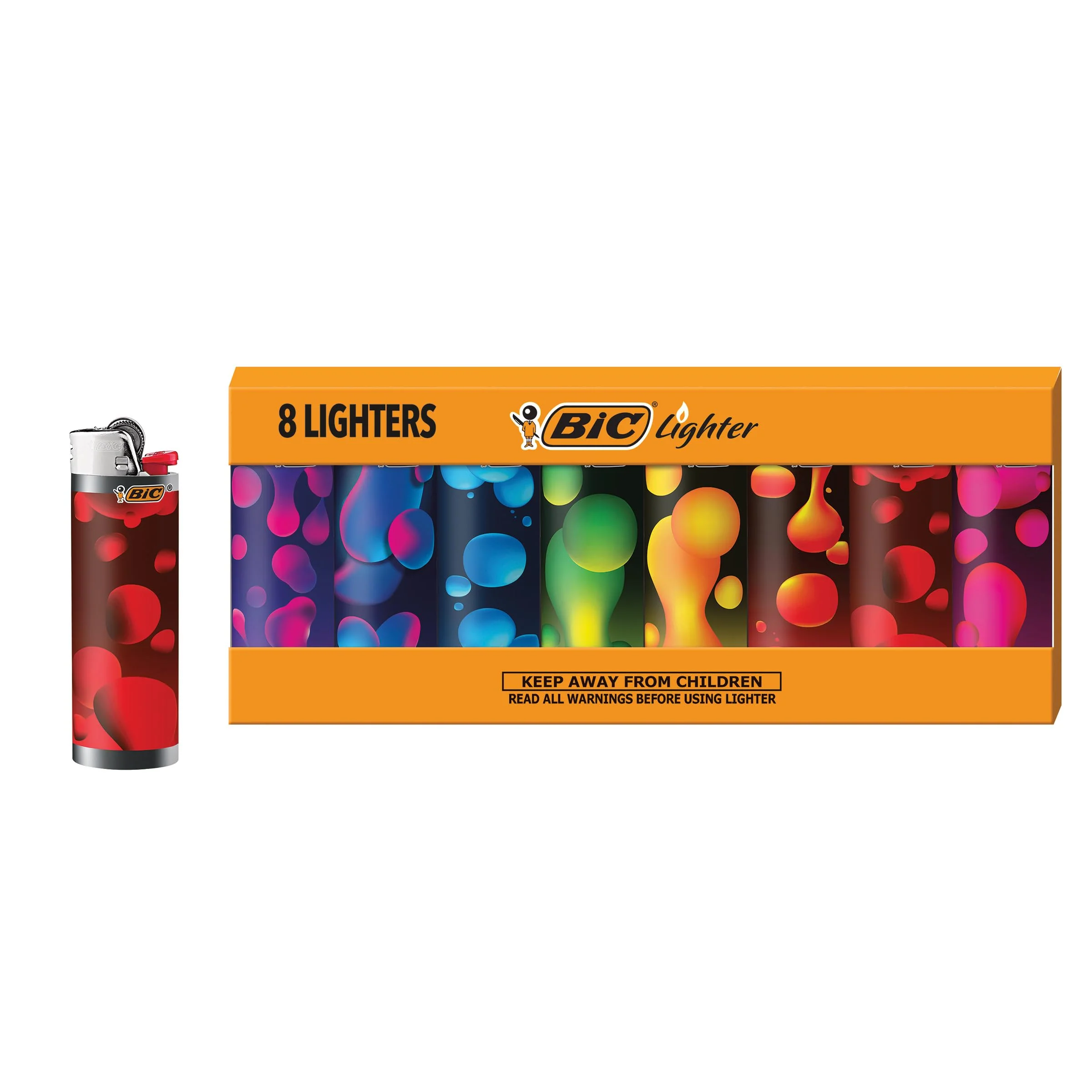 BIC Maxi Pocket Lighter, Special Edition Lava Series, 8 Count Pack of Lighters