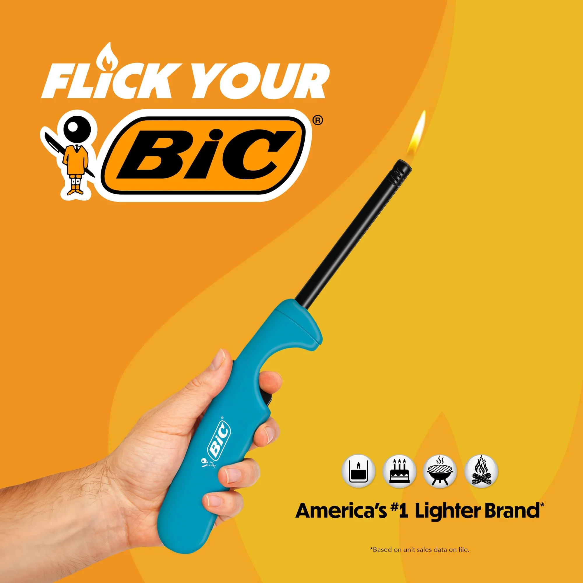 BIC Multi-Purpose Lighters, Long-Reach Candle Lighter for Home, Classic Colors, 4-Pack (Colors May Vary) - Image 3