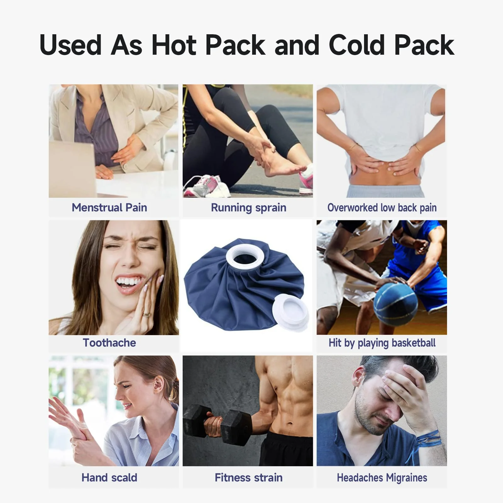 BICAREE Ice Packs for Injuries Reusable, Ice Cold Pack, Ice Bags Hot Water Bag for Hot & Cold Therapy & Pain Relief, 3 Sizes (6"/9"/11"), Ice Bag - Image 6