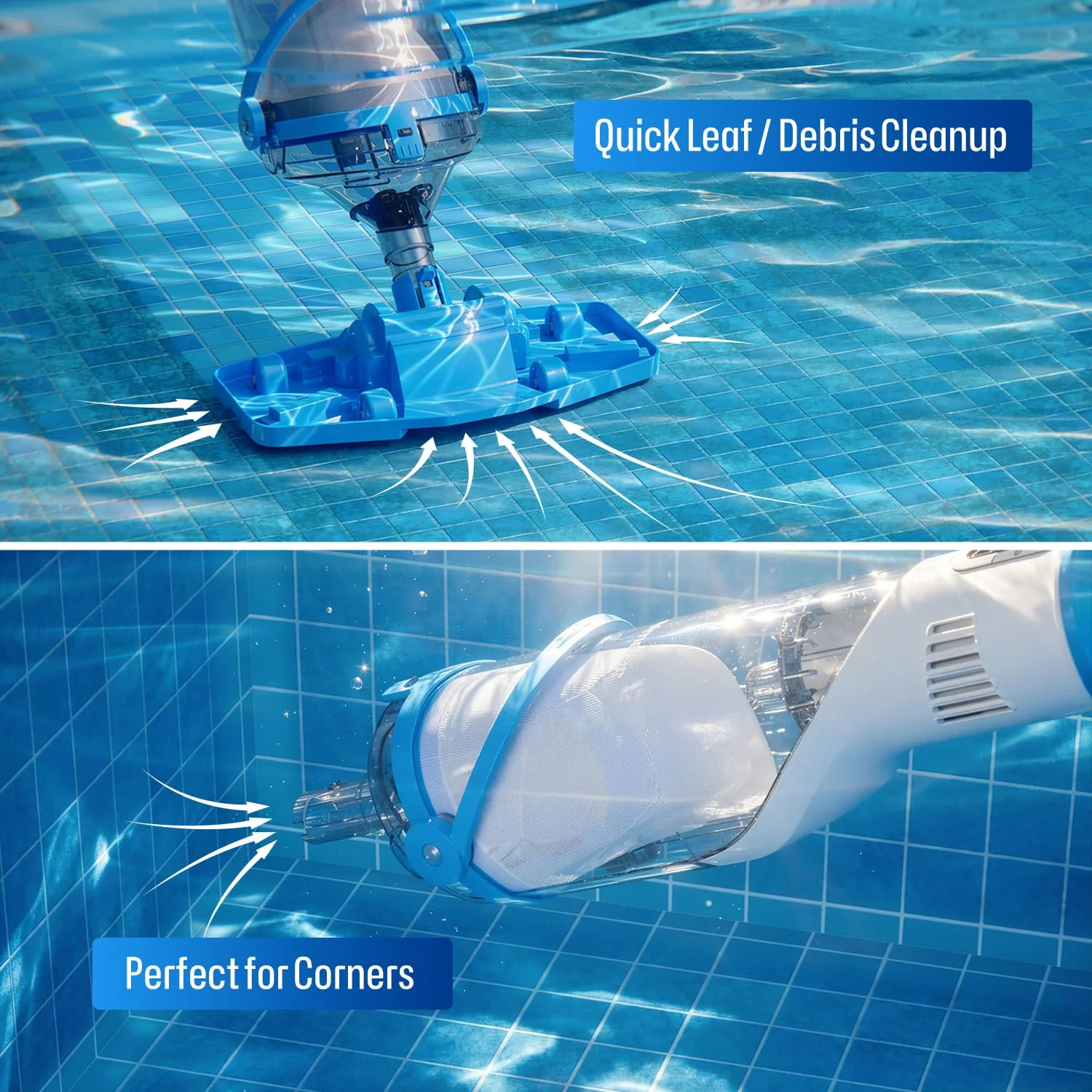 BIELMEIER Handheld Pool Vacuum with Telescopic Pole, Updated Swimming Pool Cleaner 19 GPM Powerful Suction, Cordless Pool Vacuum for Cleaning Above Ground Pools, Inground Pools, Spas, Hot Tubs - Image 3