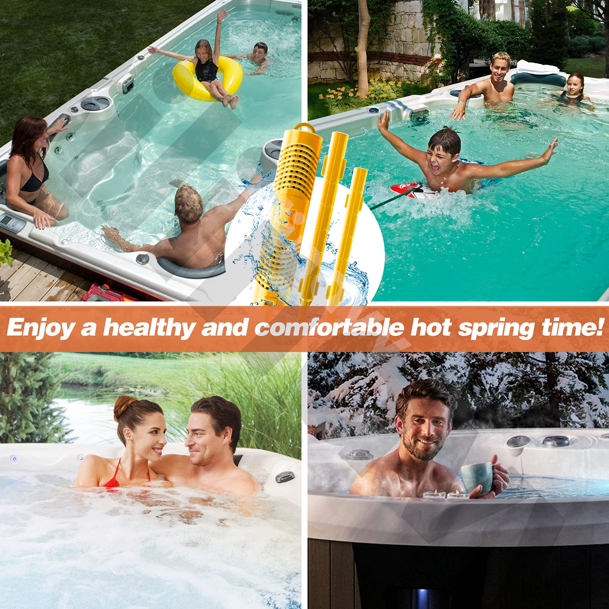 Bilinavy Spa in-Filter Mineral Sticks Parts for Hot Tub Filter Cartridge, Last for 4 Months, Yellow, 2PCS - Image 2
