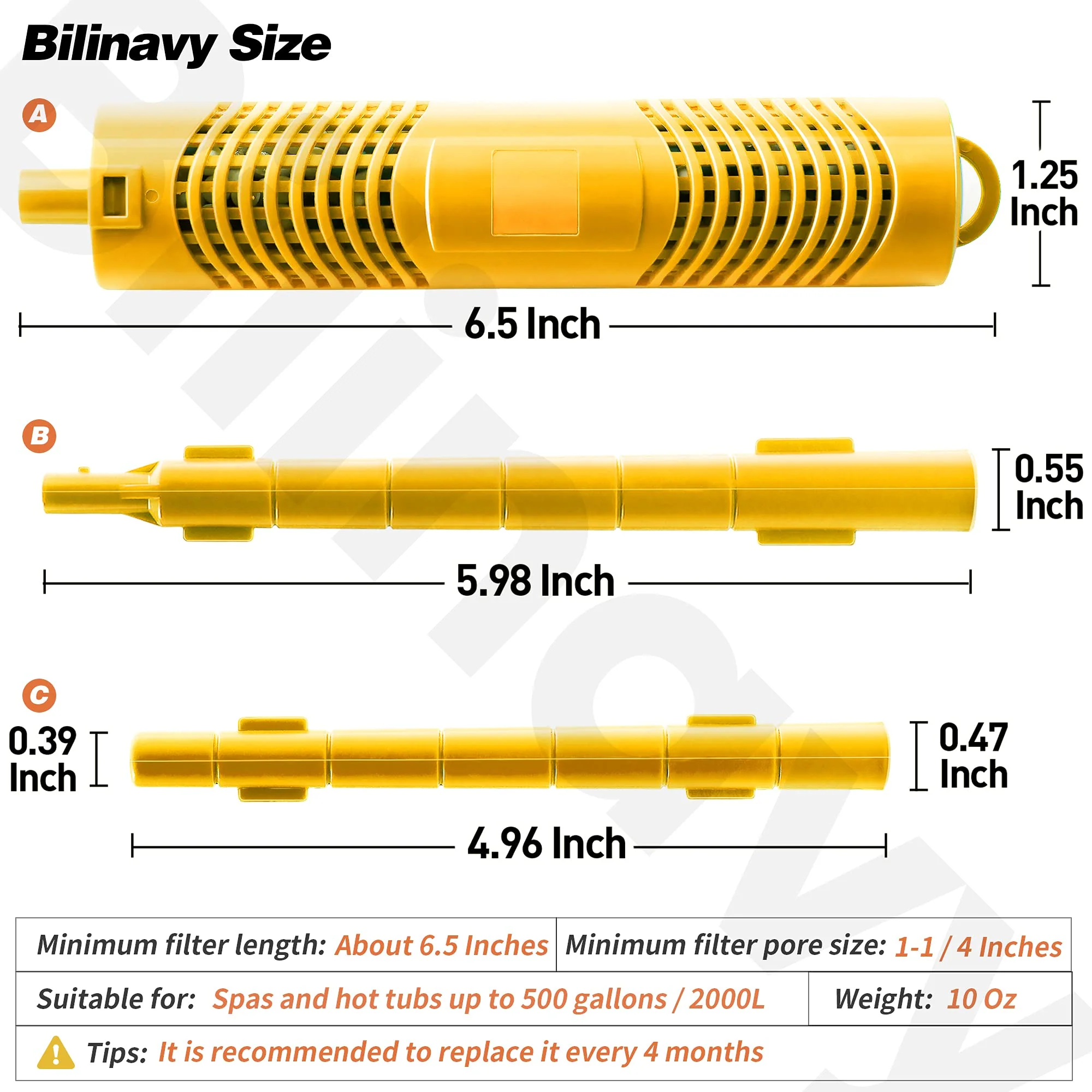 Bilinavy Spa in-Filter Mineral Sticks Parts for Hot Tub Filter Cartridge, Last for 4 Months, Yellow, 2PCS - Image 6