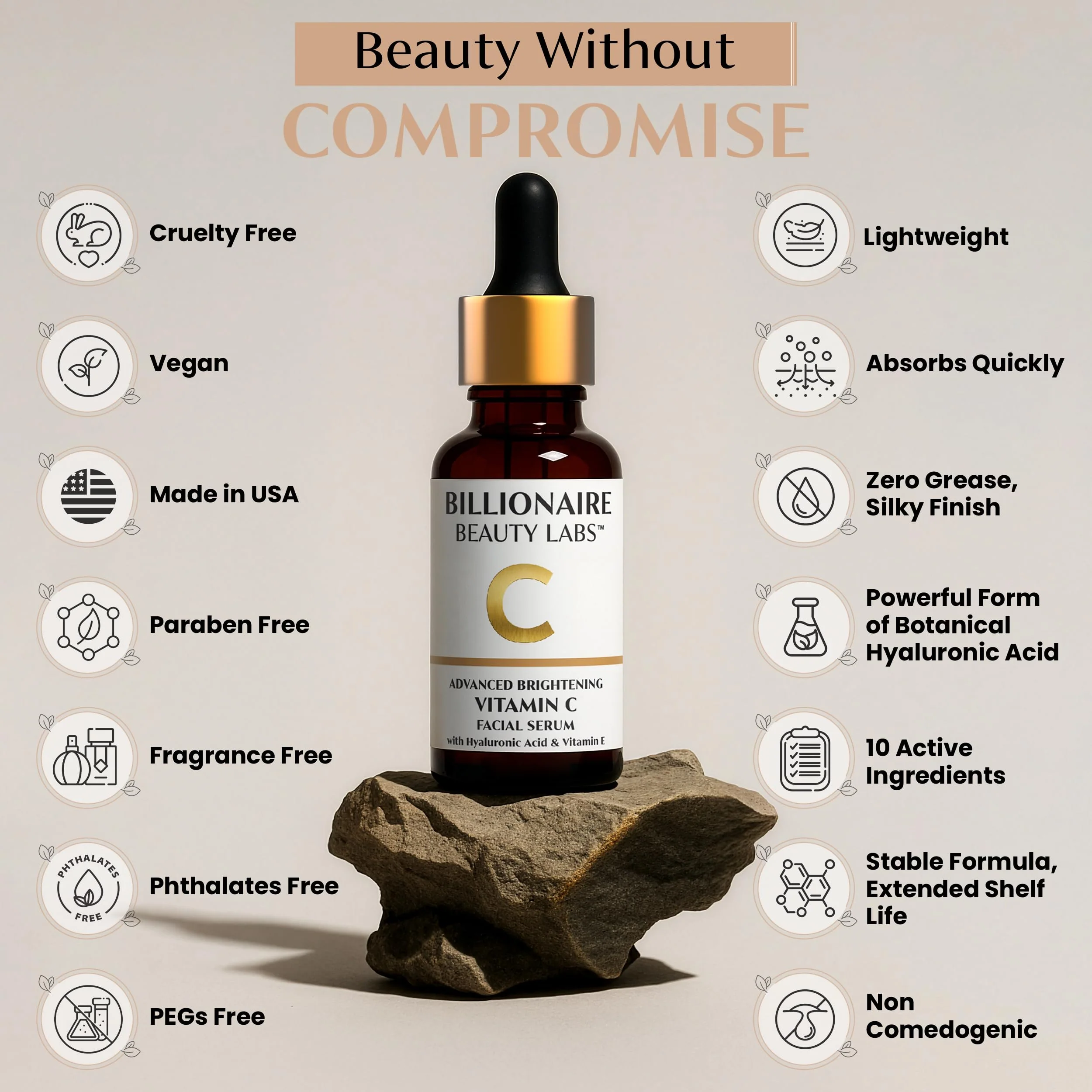 Billionaire Beauty Labs Vitamin C Serum for Face with Hyaluronic Acid, Vitamin E & Botanical Extracts – Advanced Facial Serum for Radiance, Hydration & Smoother Skin, 30ml - Image 6