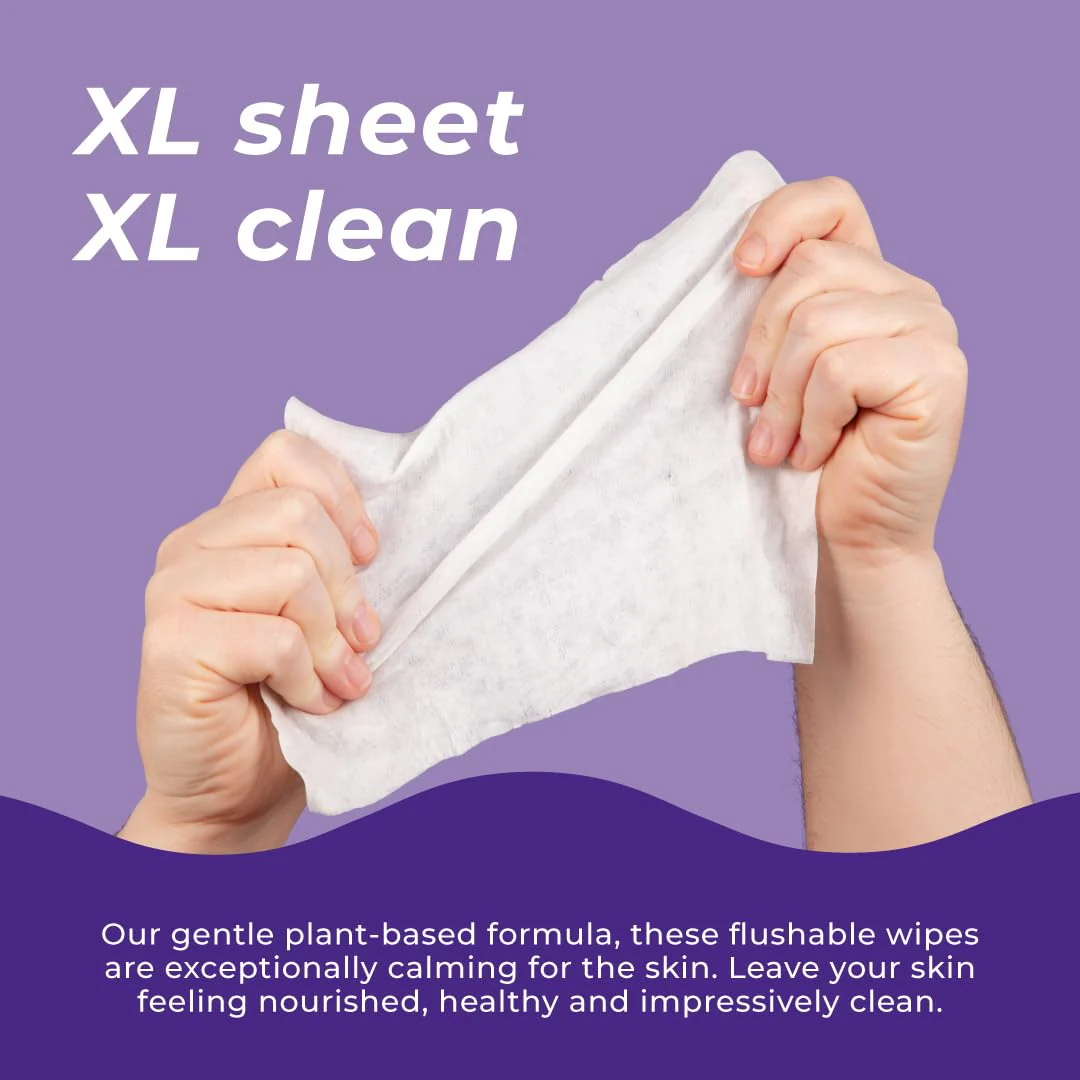 Bim Bam Boo | Flushable Wet Wipes | 100% Plant Based | Extra-Large Size Durable Bamboo | Body Safe, Smooth on Skin, Hypoallergenic | 42 Wipes Per Pouch - 8 Pouches | 366 Total Wipes - Image 6