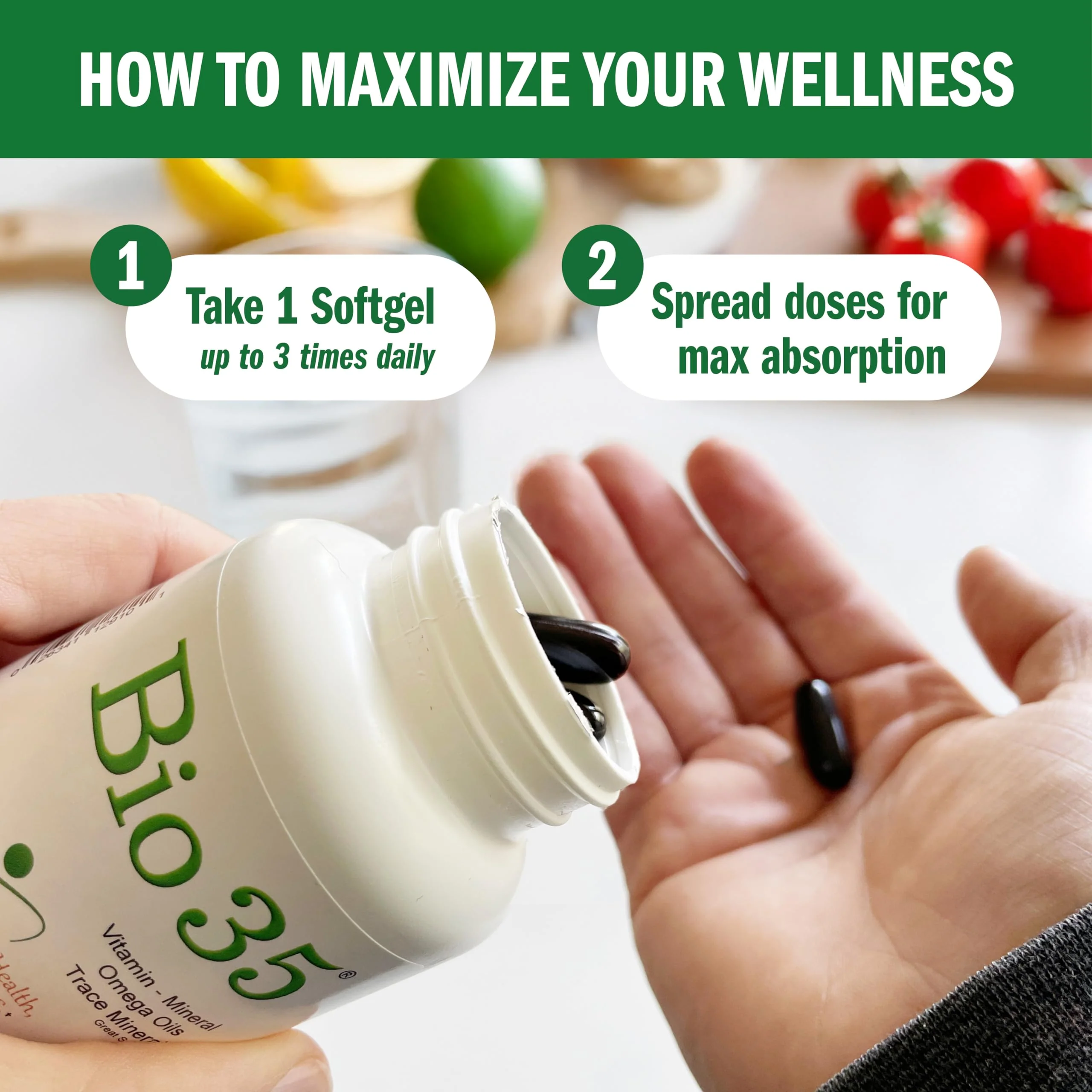 Bio-35 100ct, Daily Multivitamin for Men & Women Wellness – Bio35 High Potency Softgel with Trace Minerals, Multi Vitamins for Immune Support, Digestion, & Energy - Image 5