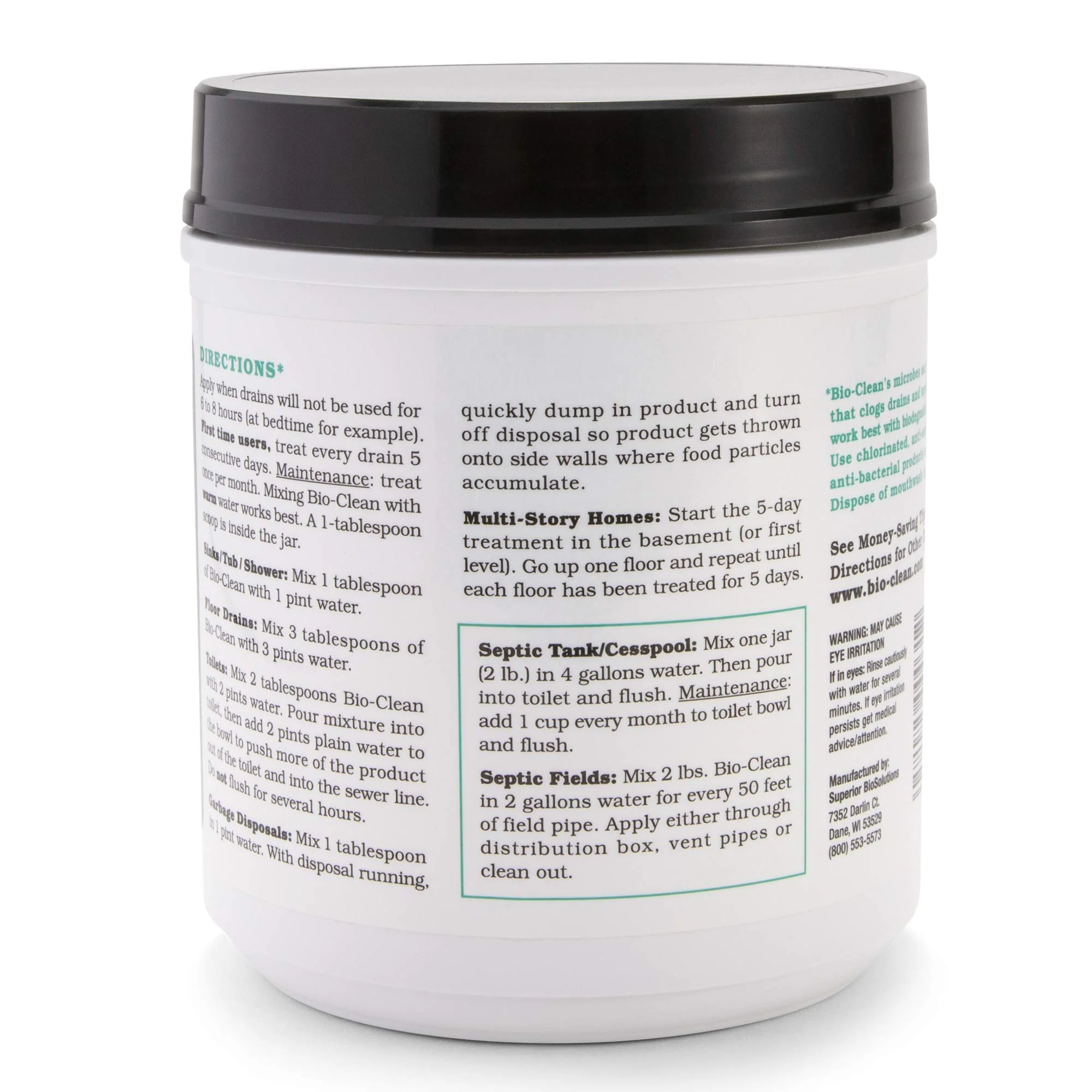 Bio-Clean Drain Septic 2# Can Cleans Drains- Septic Tanks - Grease Traps All Natural and 100% Guaranteed No Caustic Chemicals! Removes fats Oil and Grease, Completely Cleans Your System. - Image 7