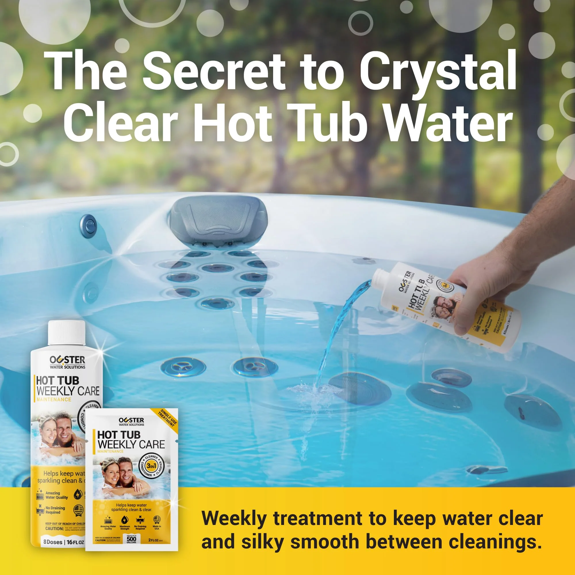 Bio Ouster 3in1 Weekly Hot Tub Cleaner, Conditioner, Clarifier - Hot Tub Chemicals for Standard & Inflatable Spas - Spa Chemicals for Crystal Clear & Sparkling Clean Water - Made in USA (4 Week Kit) - Image 6