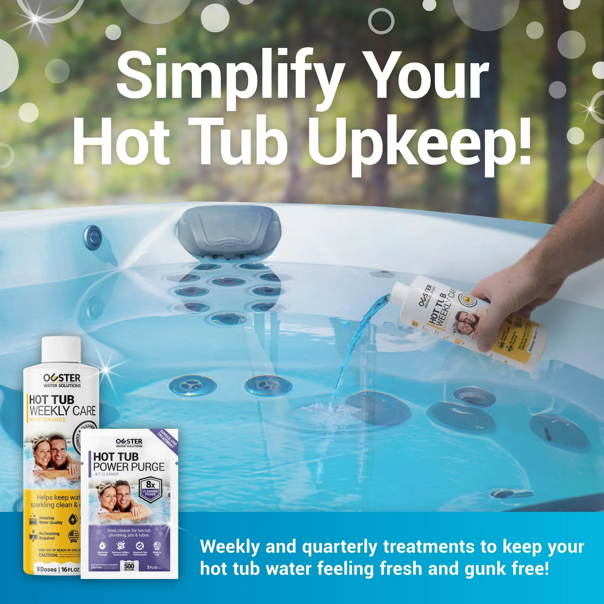 Bio Ouster Hot Tub Chemicals Kit Complete Hot Tub Cleaner Kit with 3in1 Weekly Care, Power Purge Jet Cleaner, Towel, Measuring Cup for Standard and Inflatable Spas Made in USA - Image 9