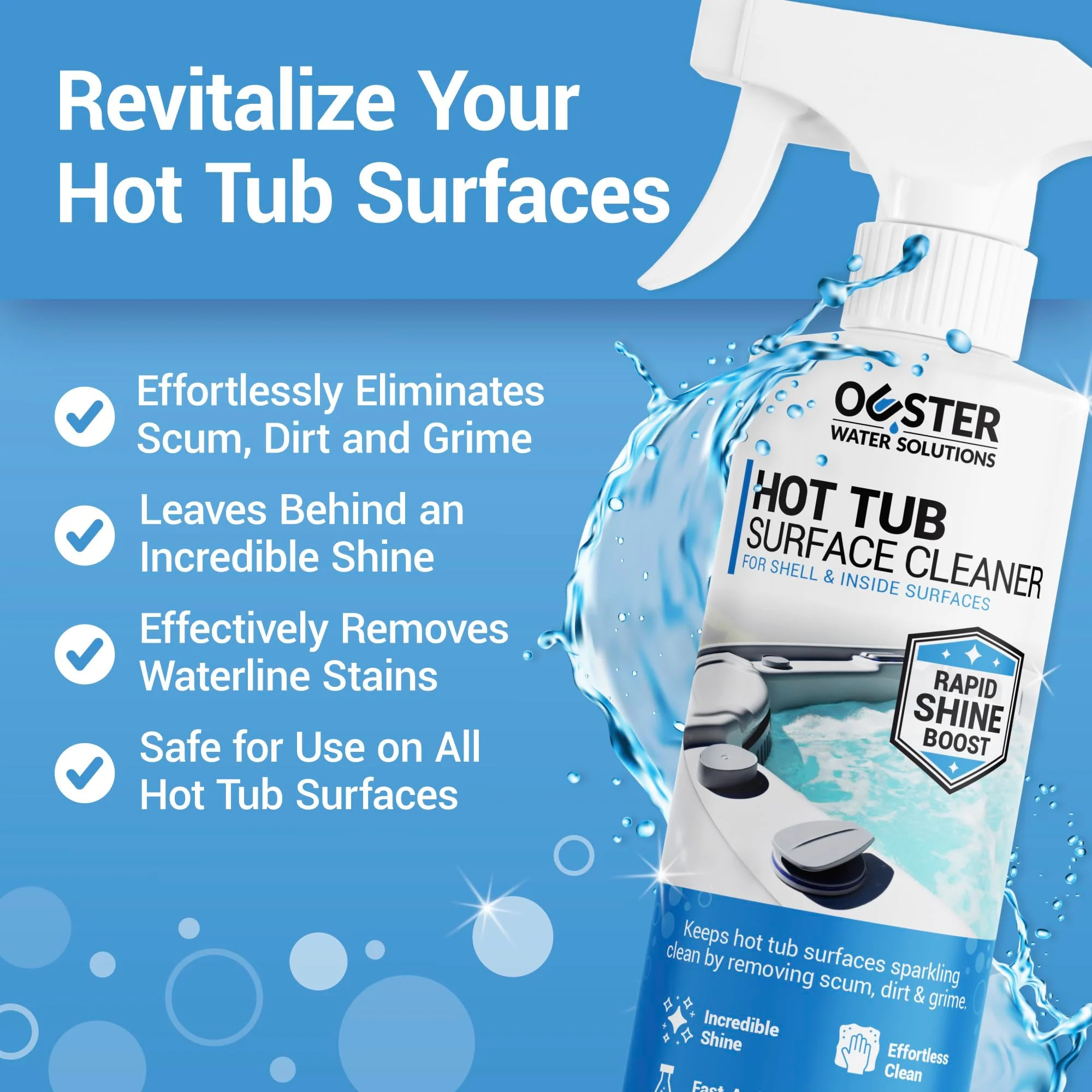 Bio Ouster Hot Tub Surface Cleaner - Hot Tub Cleaner for Inside Surface & Shell - For Standard and Inflatable Spas - Removes Dirt and Grime for a Sparkling Shine - Made in USA (16oz) - Image 9