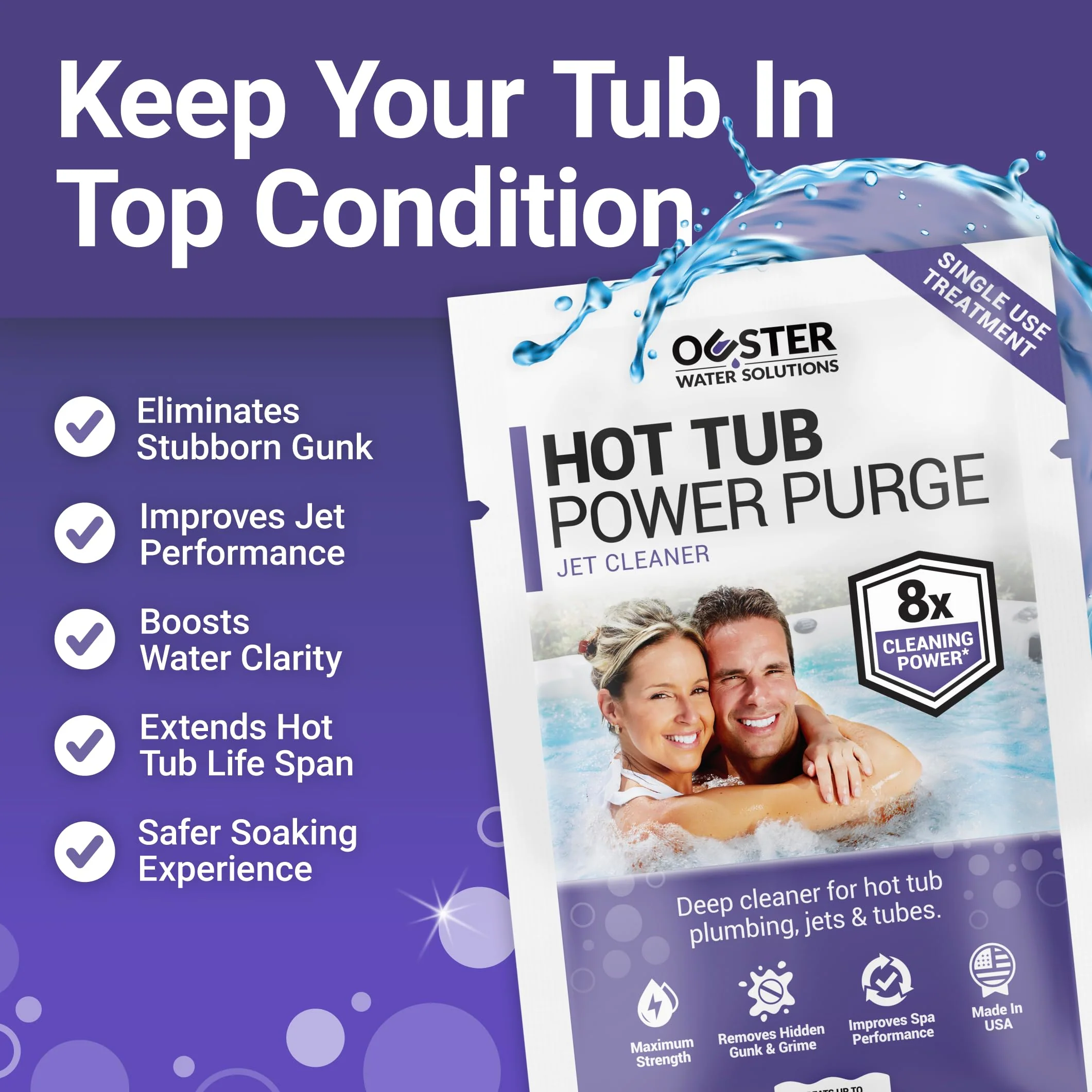 Bio Ouster Power Purge Hot Tub Jet Cleaner w/Towel - Deep Hot Tub Cleaner for Jets, Tubes, Plumbing - for Standard & Inflatable Spas - Removes Gunk Buildup for Crystal Clear Water - Made in USA (Kit) - Image 8