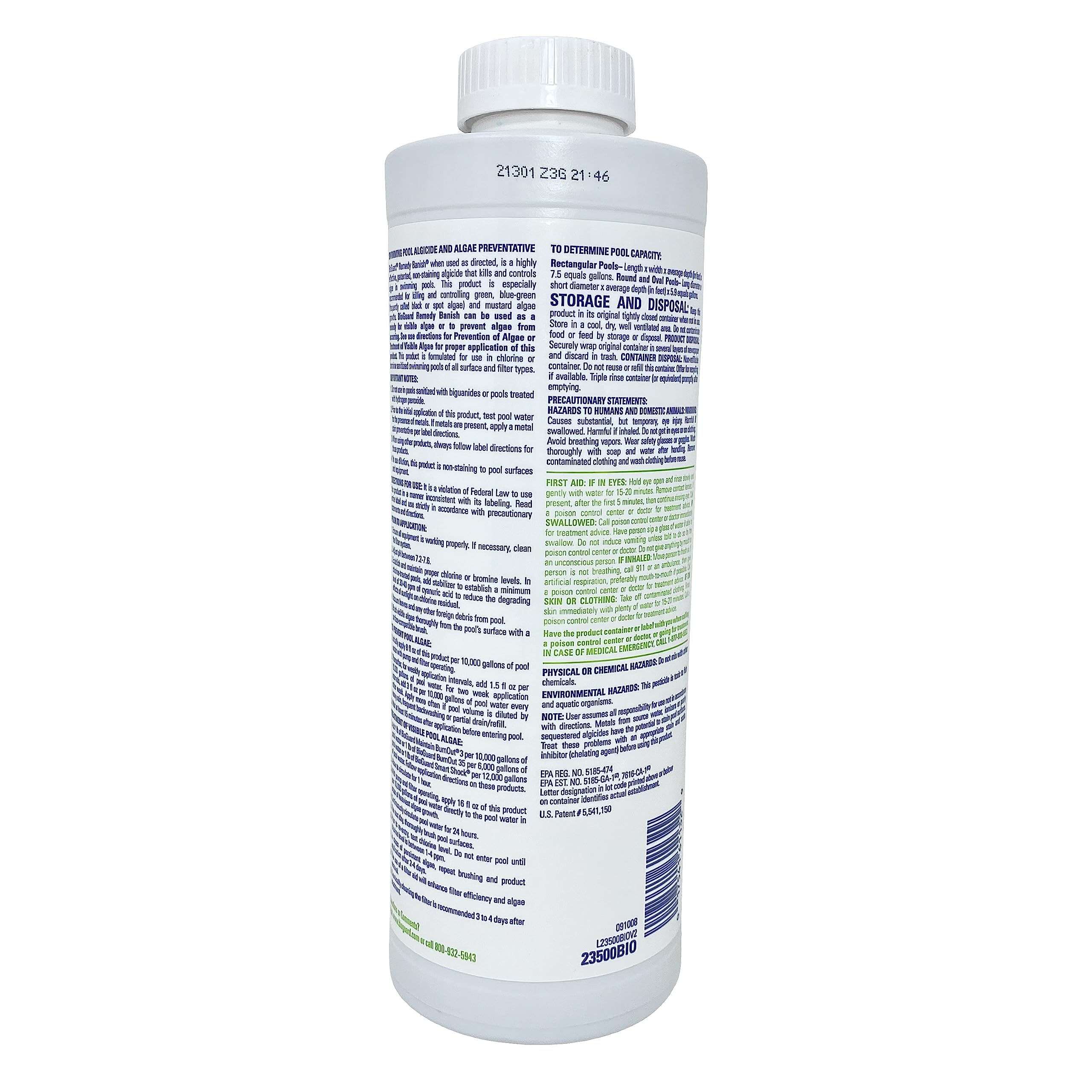 BioGuard Banish Pool Algae Preventative, 1 Quart, Fast-Acting, Non-Foaming, Keeps Water Clear, Provides Effective Control of Algae Growth - Image 2