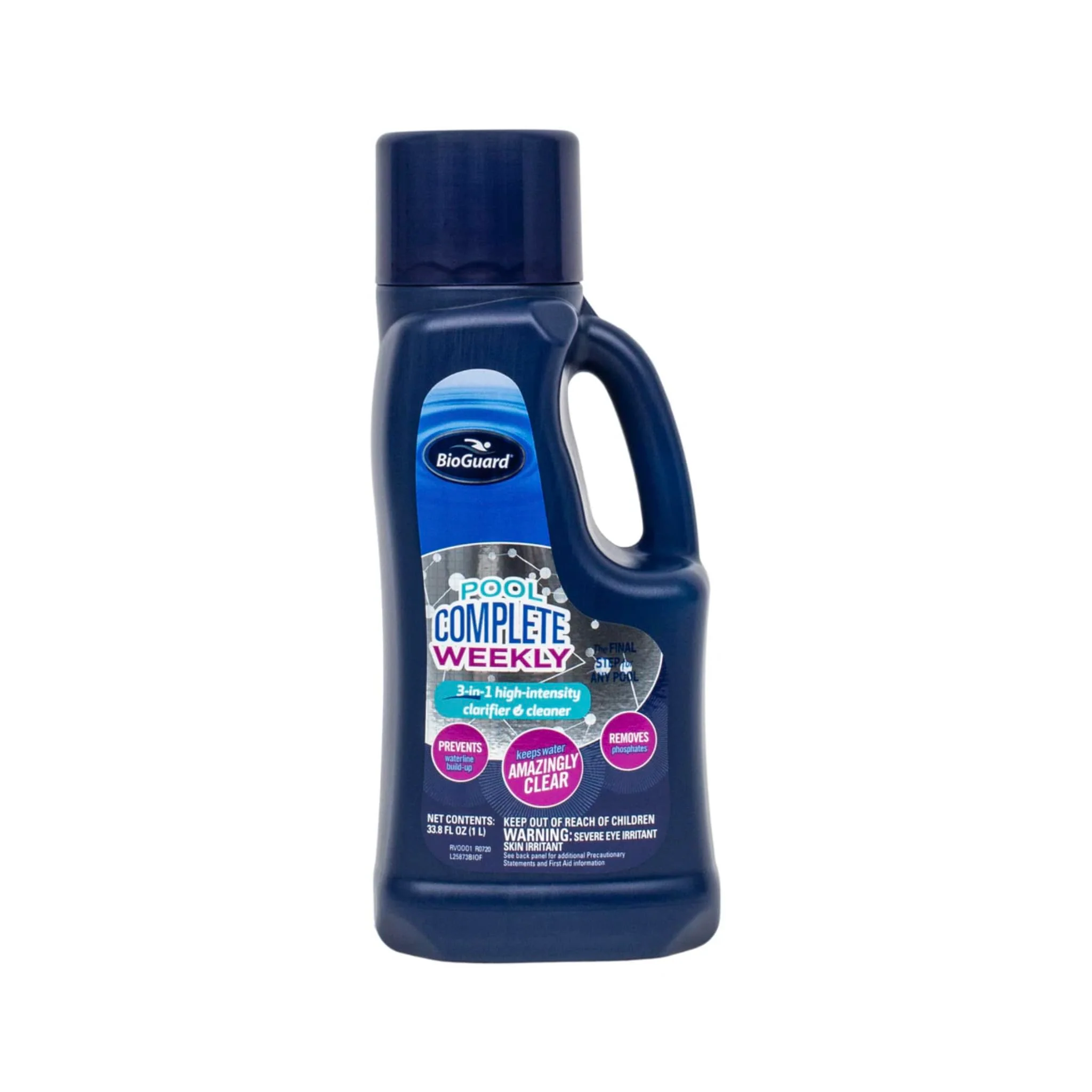 BioGuard Pool Complete Weekly 1L, 3-in-1 High-Intensity Clarifier & Cleaner, Prevents Waterline Buildup, Removes Phosphates, Keeps Water Clear