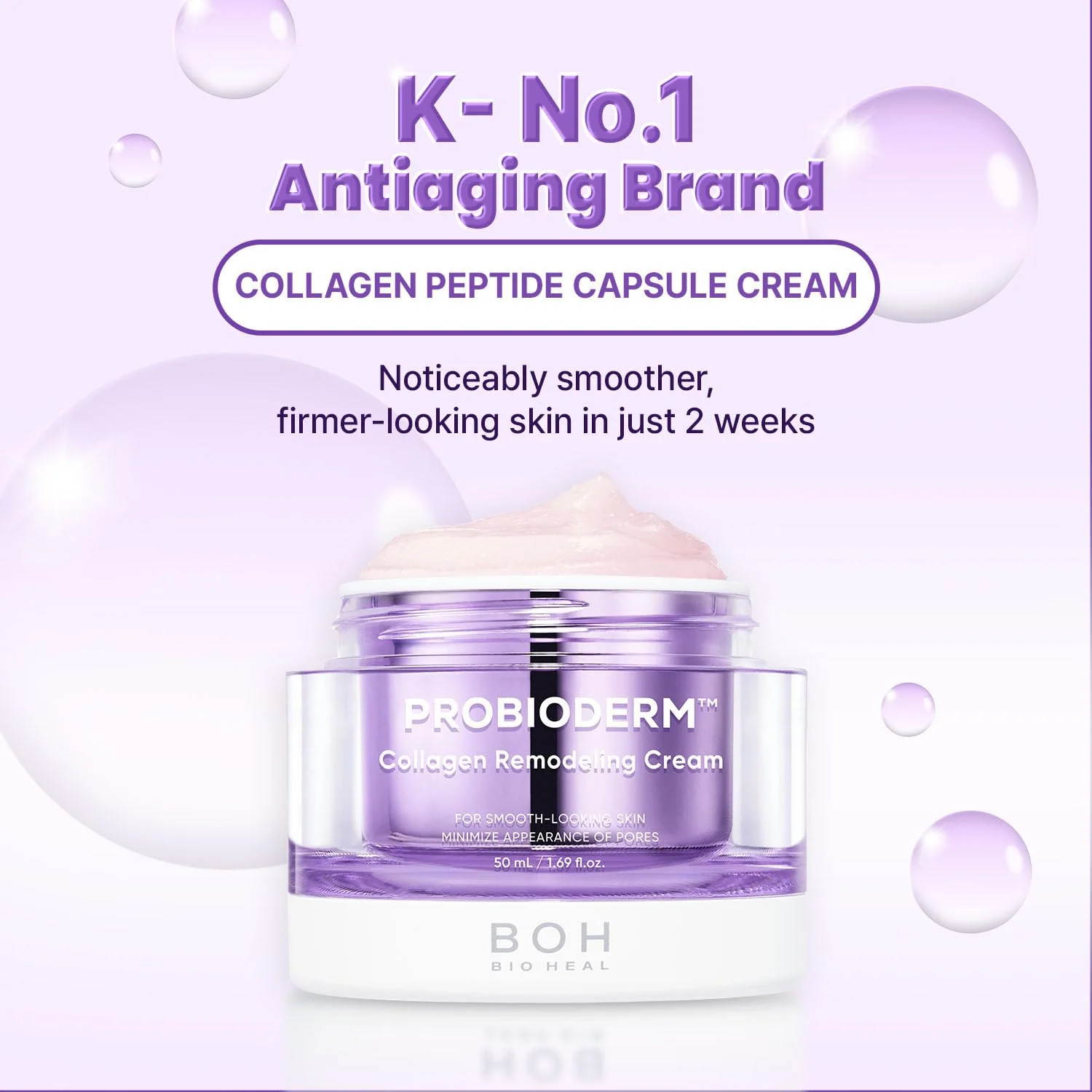 BIOHEAL BOH Probioderm™ Collagen Remodeling Cream 1.69 fl oz (50 ml) | Pore Tightening Cream with 150,000 Collagen Capsules for Firmness & Smooth Texture | Lightweight Moisturizer for Flawless Skin - Image 3