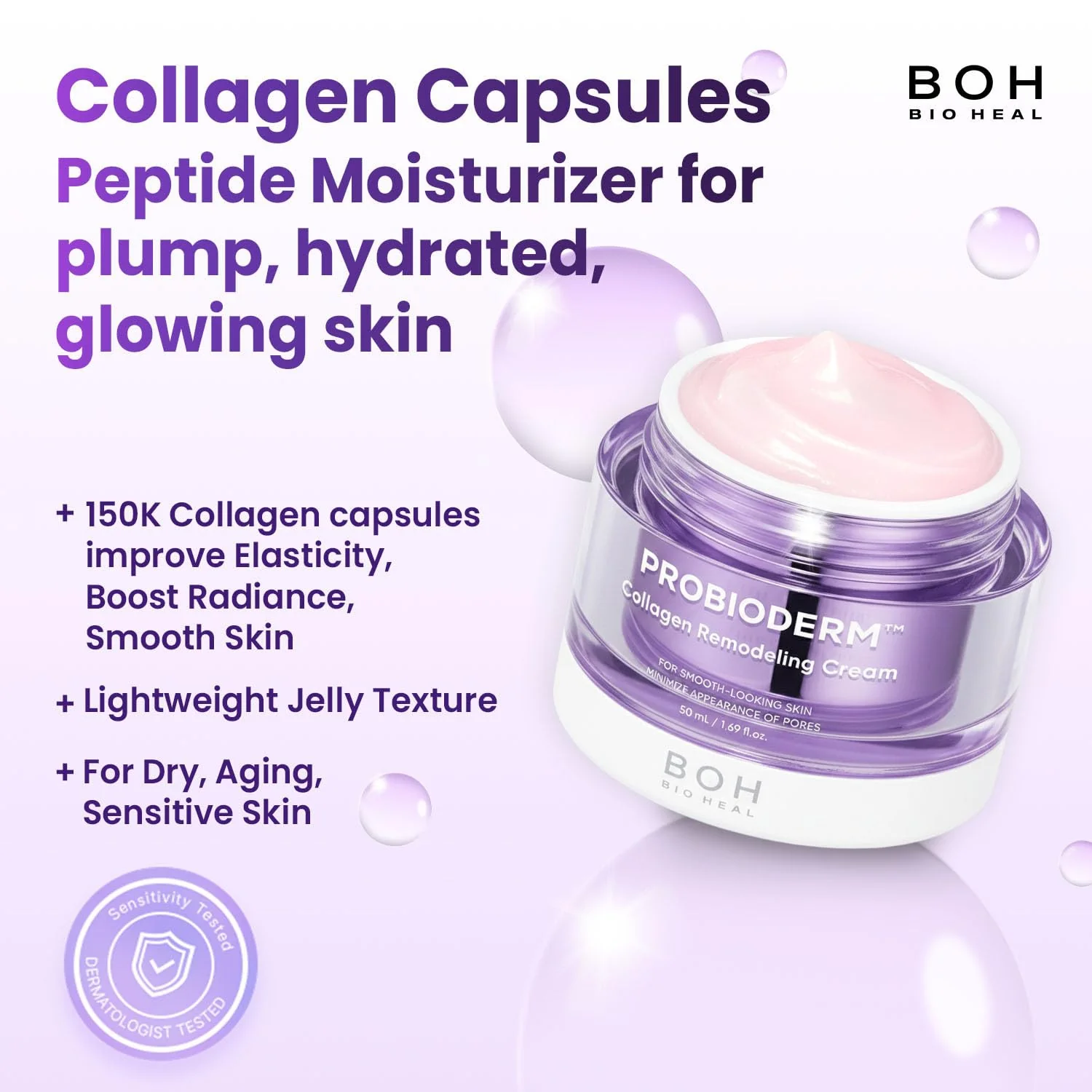 BIOHEAL BOH Probioderm™ Collagen Remodeling Cream 1.69 fl oz (50 ml) | Pore Tightening Cream with 150,000 Collagen Capsules for Firmness & Smooth Texture | Lightweight Moisturizer for Flawless Skin - Image 8