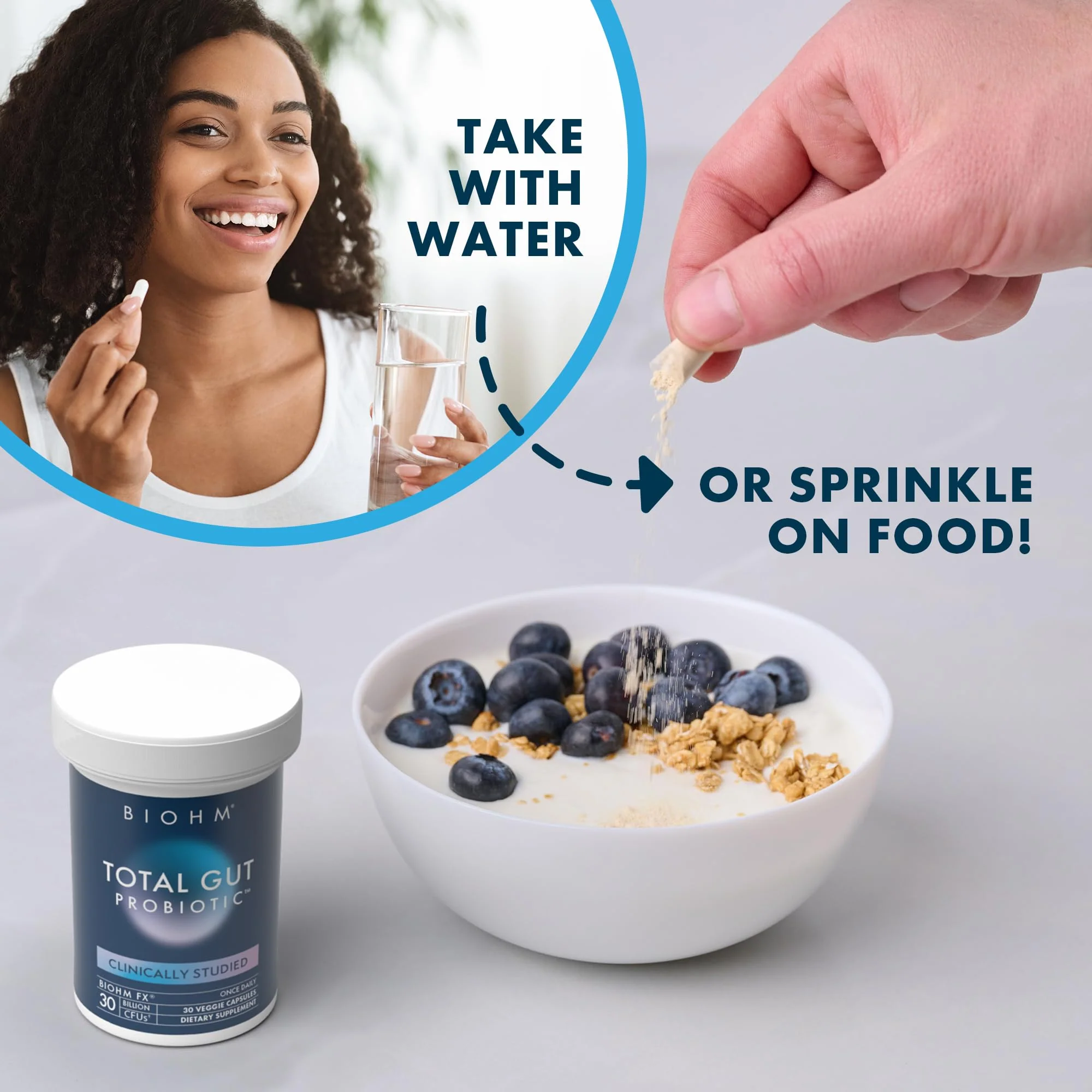 BIOHM Total Probiotic, 30 Billion CFU Daily Probiotics for Women & Men (30 Count) Helps Reduce Occasional Gas & Bloating, Supports Digestion & Total Gut Health, Non-GMO, Vegan - Image 5
