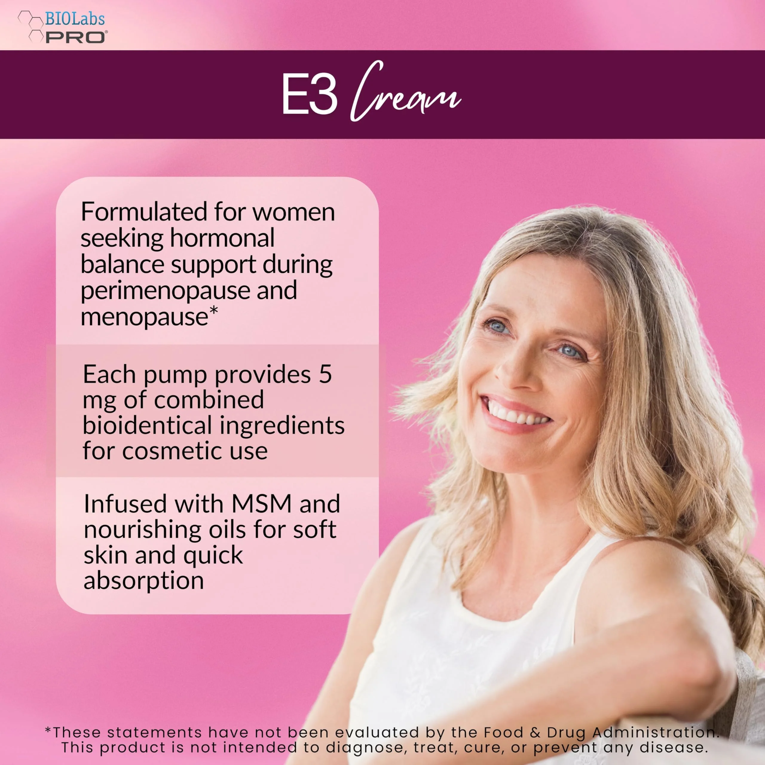 BIOLABS PRO Estri Cream - Bioidentical E3 Cream - Menopausal Support for Women - 5mg E3 Per Dose - Two Month Supply - 3oz - Image 4