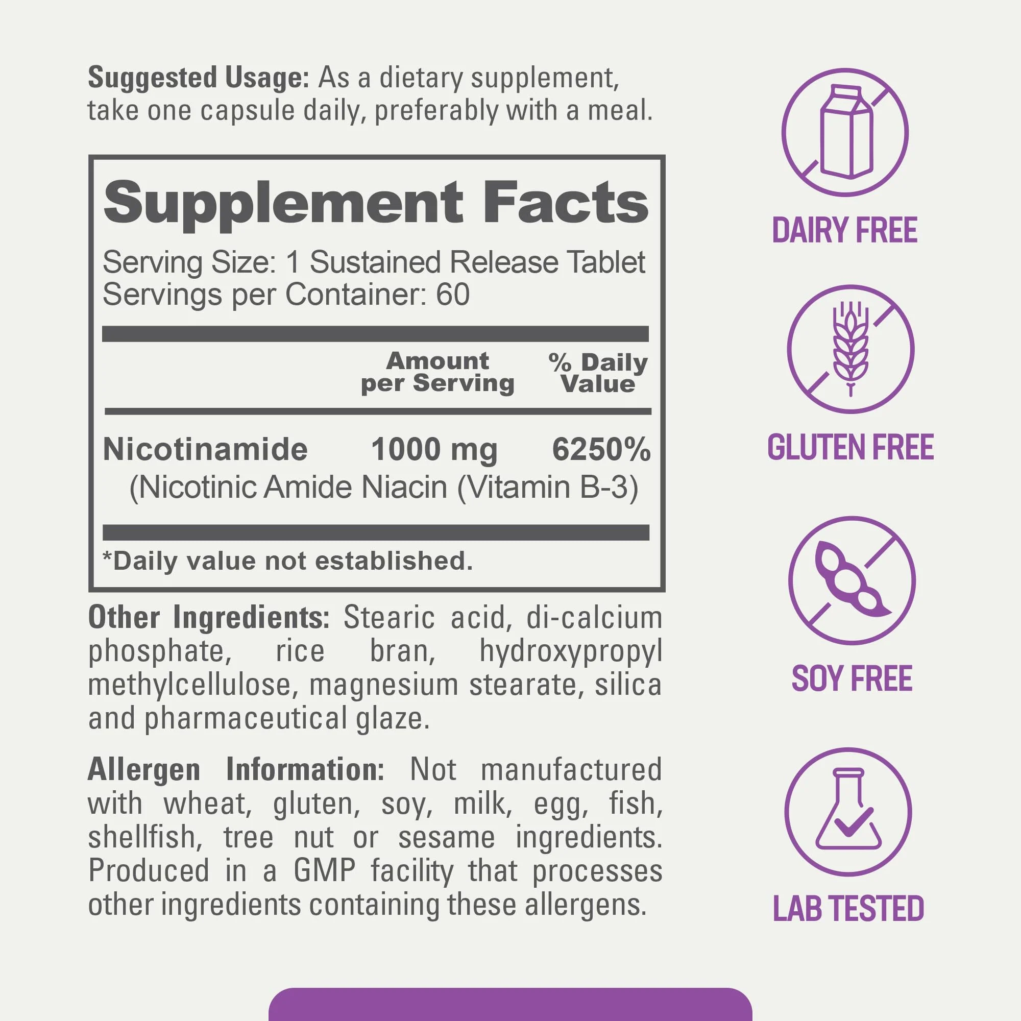 biophix B-3 Nicotinamide 1000 mg 60 Tablets Extra Strength Timed Release - Nicotinic Amide Niacin Natural Flush-Free Vitamin Formula - Supports Skin Cell Health - Image 4