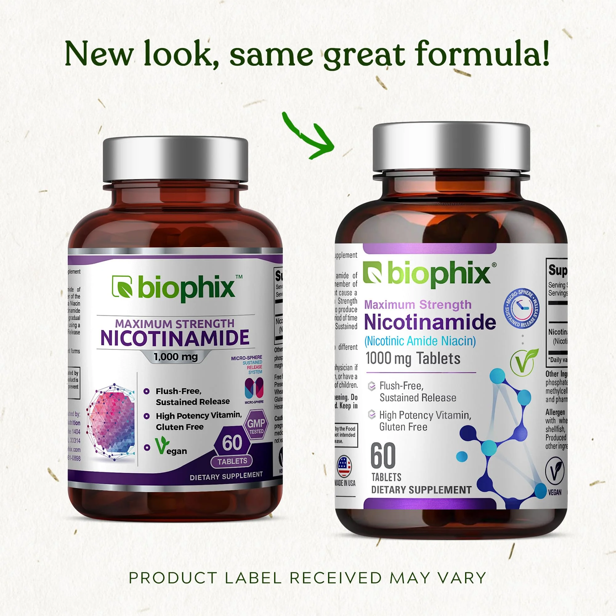 biophix B-3 Nicotinamide 1000 mg 60 Tablets Extra Strength Timed Release - Nicotinic Amide Niacin Natural Flush-Free Vitamin Formula - Supports Skin Cell Health - Image 8