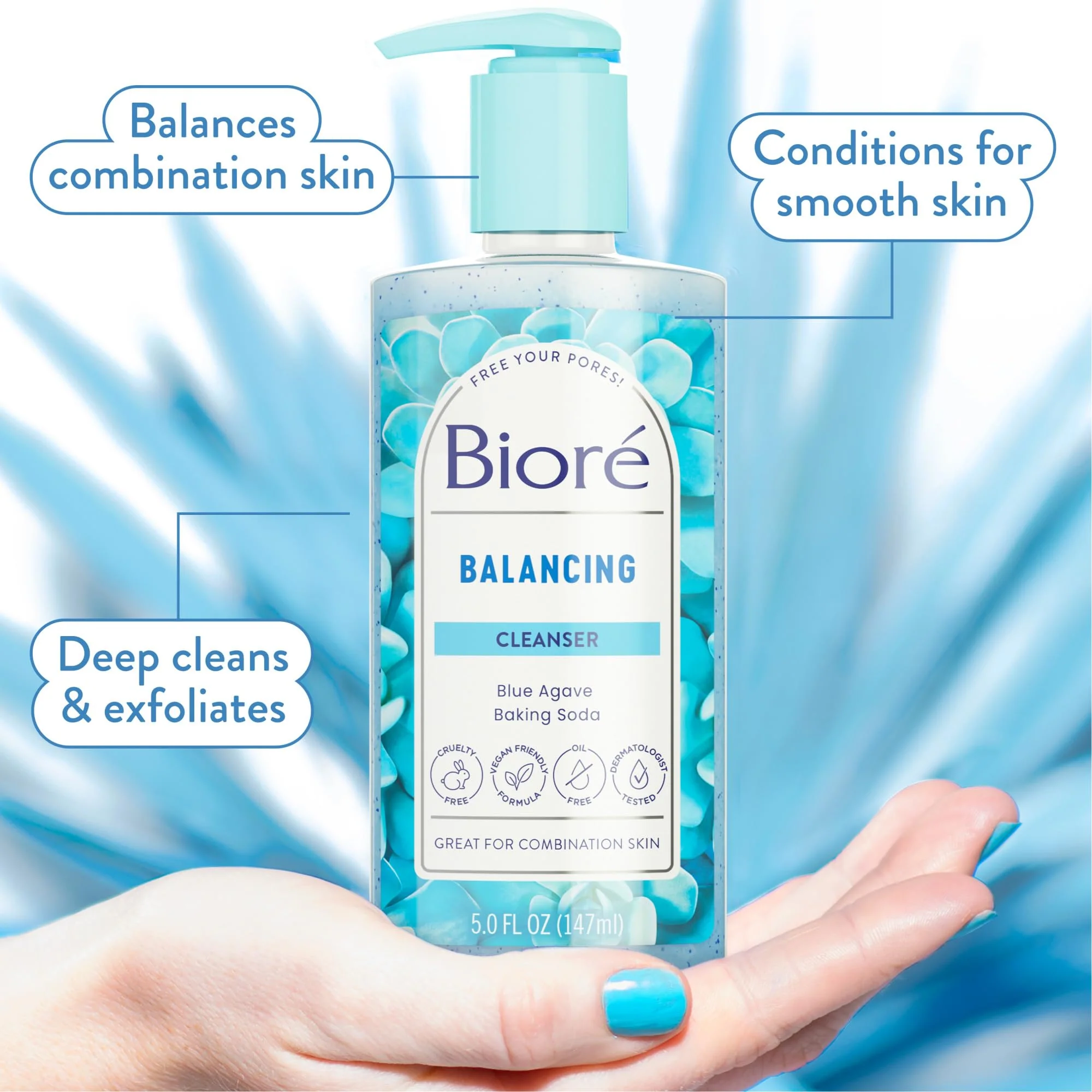 Bioré Balancing Face Wash, Cleanser For Combination Skin, PH Balanced Face Cleanser, Vegan, Cruelty Free 6.77 Oz, Pack of 3 - Image 10