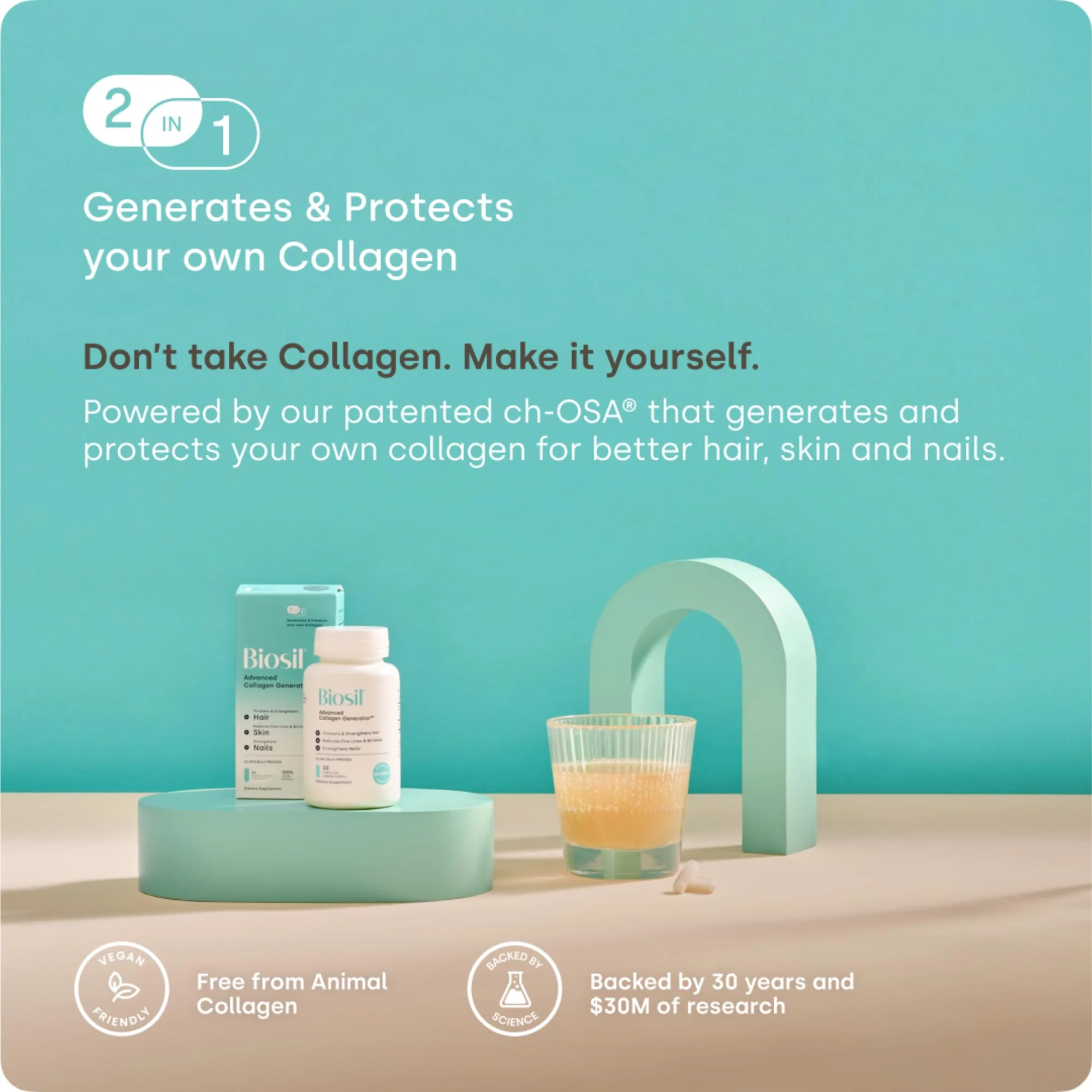 Biosil Collagen Booster Supplement - 30 Original Capsules - Patented ch-OSA Activator for Skin, Hair, Nails & Joints - Supports Natural Production - 15-Day Supply - Image 5