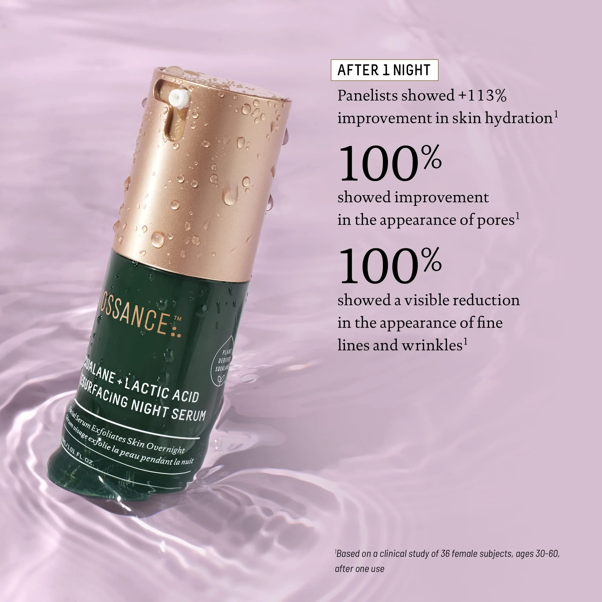 Biossance Squalane + Lactic Acid Resurfacing Night Serum - Vegan 10% Lactic Acid Face Serum for Skin Texture and Fine Lines - Gentle Night Exfoliant, Hydrating - Pore Reducer for Face, 1.0 Ounce - Image 5