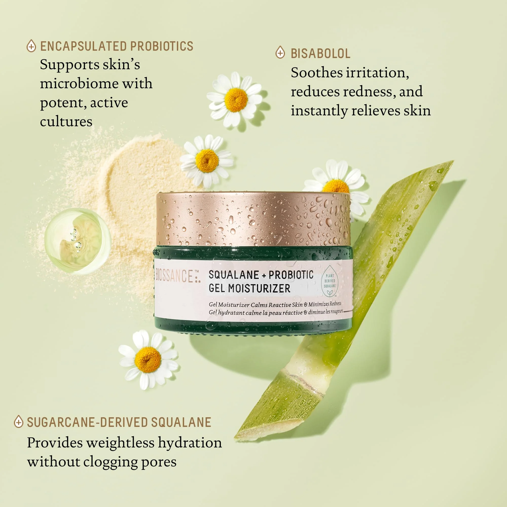 Biossance Squalane + Probiotic Balancing Face Gel Moisturizer - Advanced Formula for Oily & Acne-Prone Skin, Encapsulated Probiotics, Reduces Redness & Excess Oil, Soothes Sensitive Skin - 1.69 oz - Image 5
