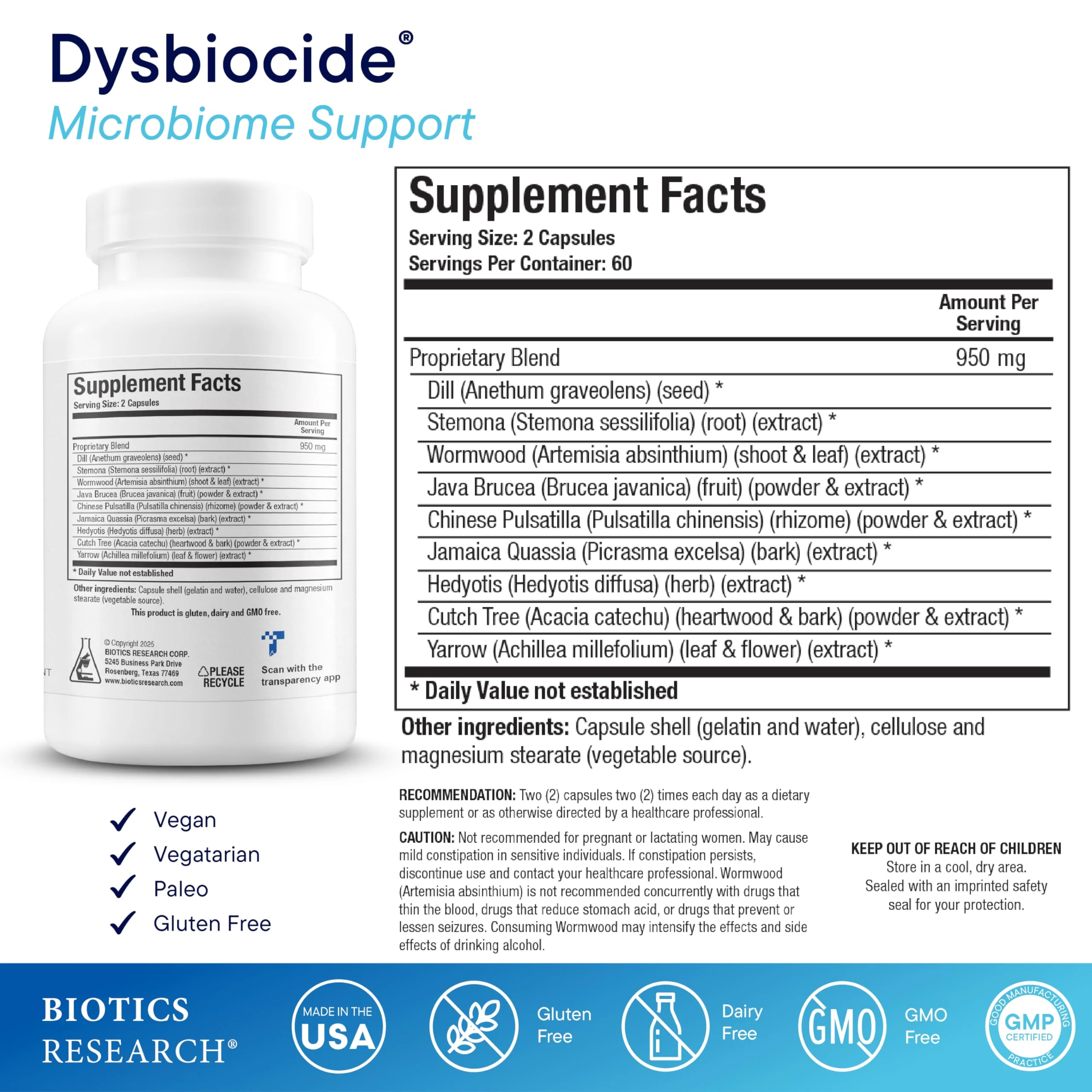 Biotics Research Dysbiocide Synergistic Botanical Blend Supports Normal Gut Health for Women & Men - Digestive Health Supplement - Supports Balanced Gut microbiome - 120 Capsules - Image 6