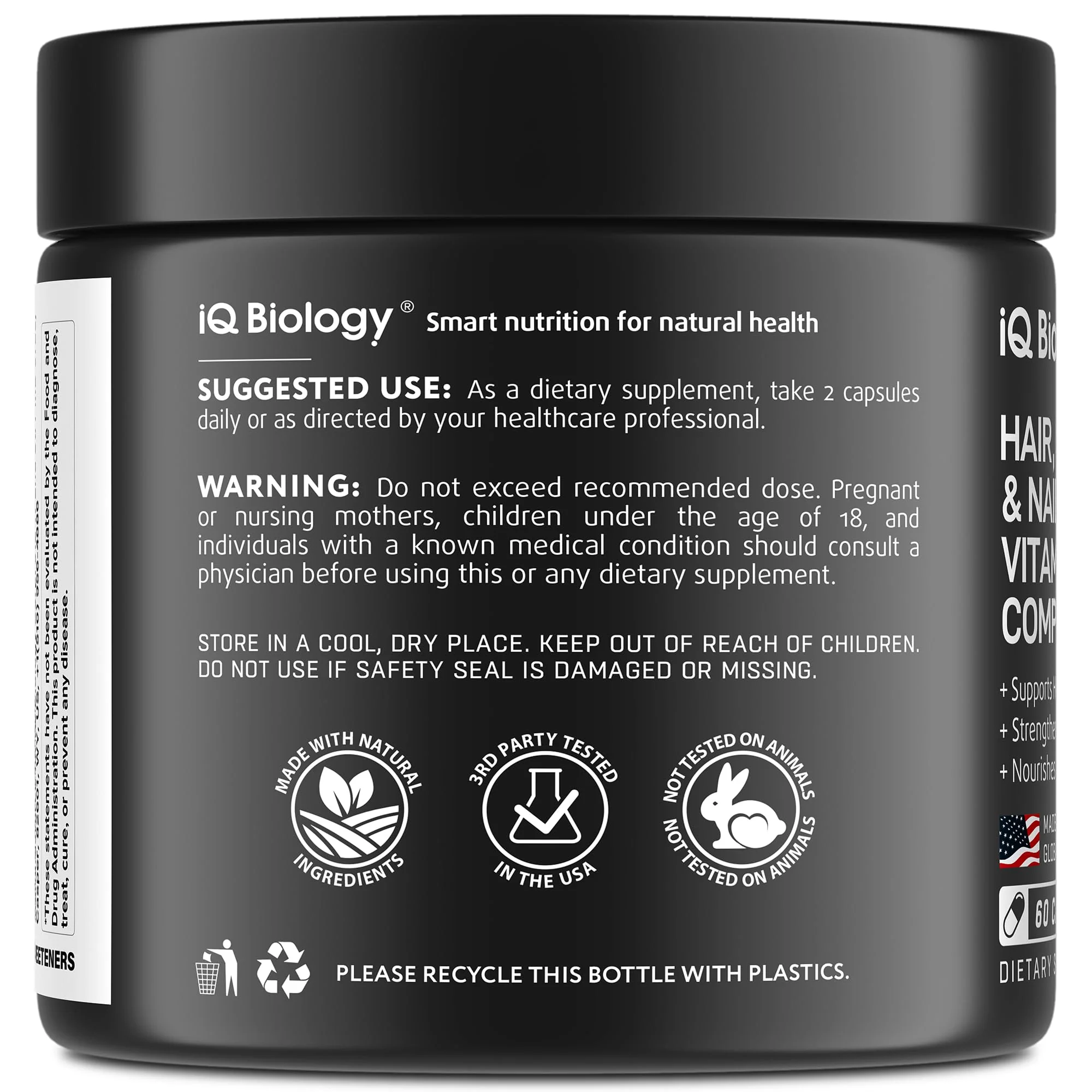 Biotin for Hair Growth Women & Men with Keratin, Collagen Complex 30000 mcg – Capsules for Hair Loss & Stronger Thickness – Skin & Nails Vitamins, Biotin 10000mcg and Collagen Supplements - 60 Pills - Image 2