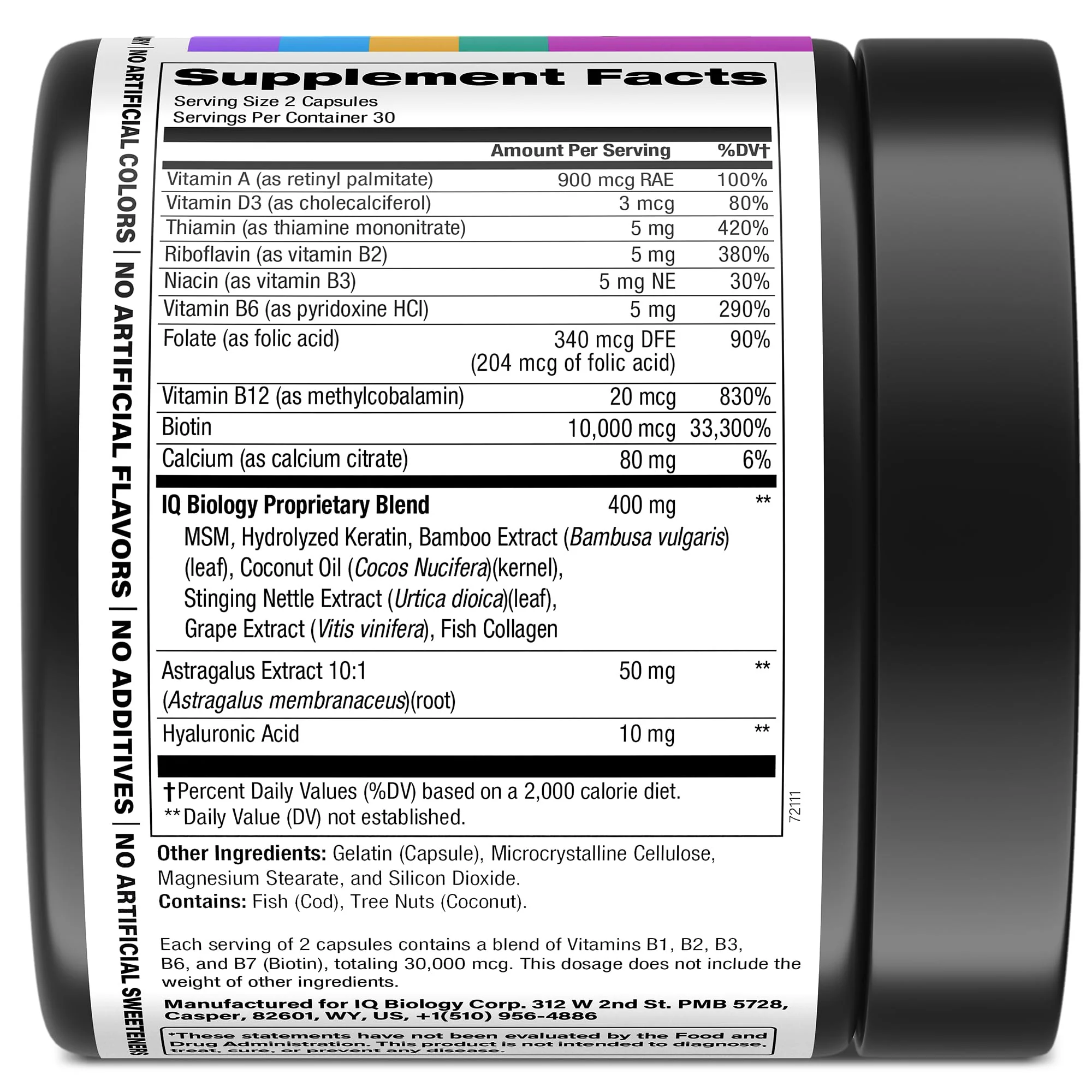 Biotin for Hair Growth Women & Men with Keratin, Collagen Complex 30000 mcg – Capsules for Hair Loss & Stronger Thickness – Skin & Nails Vitamins, Biotin 10000mcg and Collagen Supplements - 60 Pills - Image 3