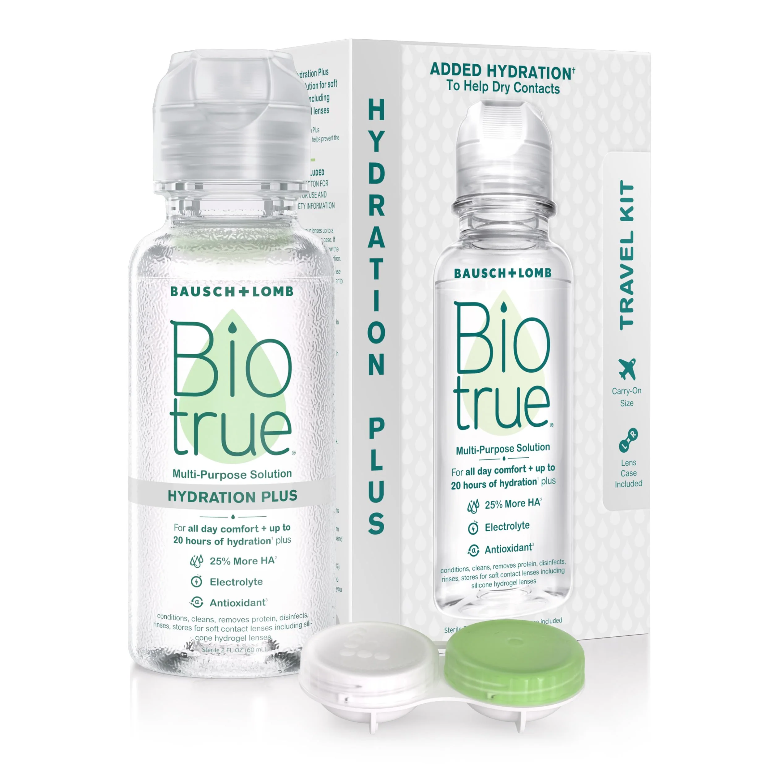 Biotrue Contact Lens Solution, Multi-Purpose Solution for Soft Contact Lenses, Lens Case Included, 2 FL OZ Travel Size